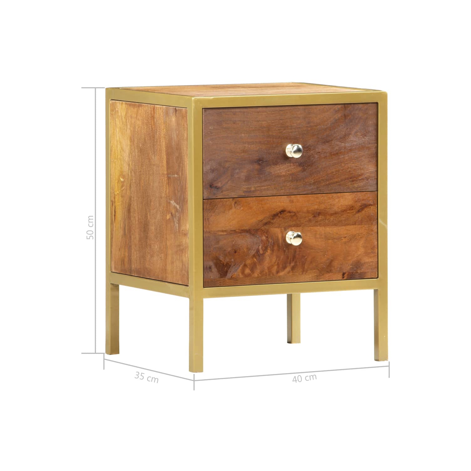 vidaXL Bedside Cabinet 40x35x50 cm Solid Mango Wood