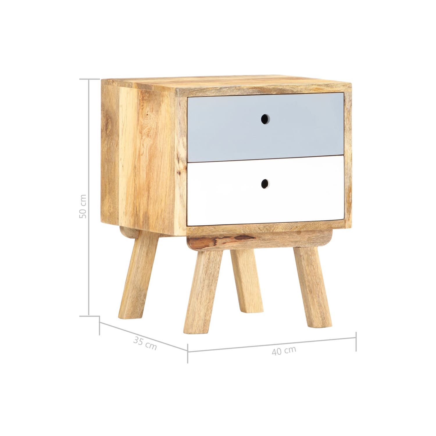 vidaXL Bedside Cabinet 40x35x50 cm Solid Mango Wood