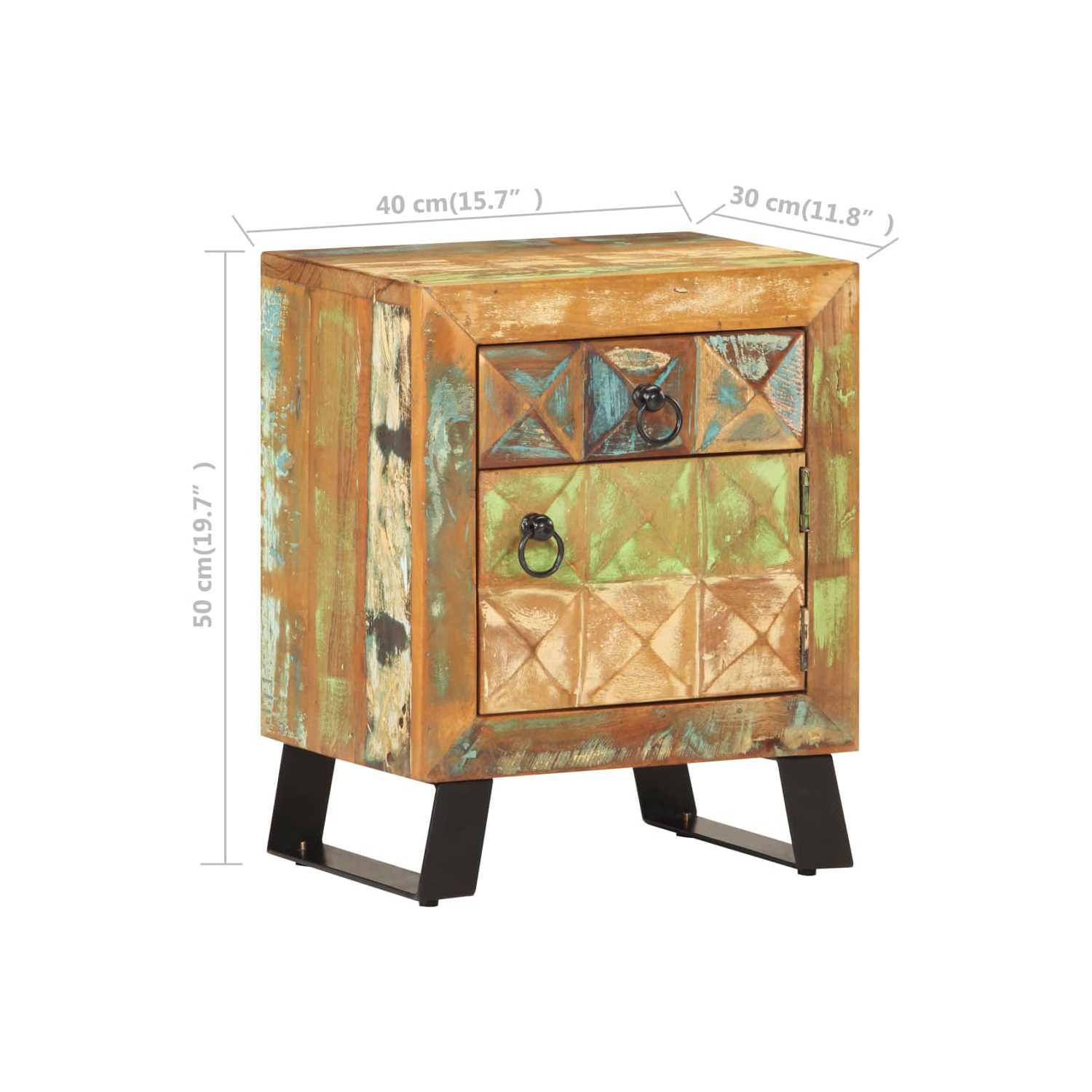 vidaXL Bedside Cabinet 40x30x50 cm Solid Reclaimed Wood