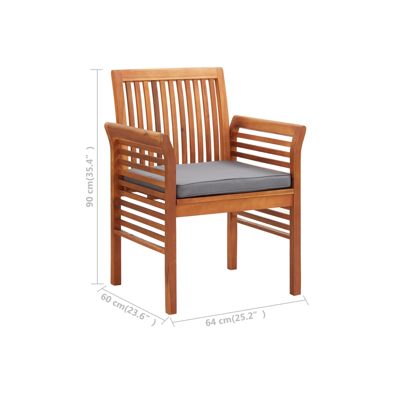 vidaXL Garden Dining Chair with Cushion Solid Acacia Wood