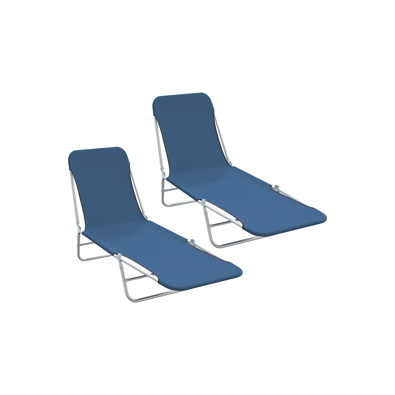 2 chaises longues pliantes vidaXL acier et tissu bleu