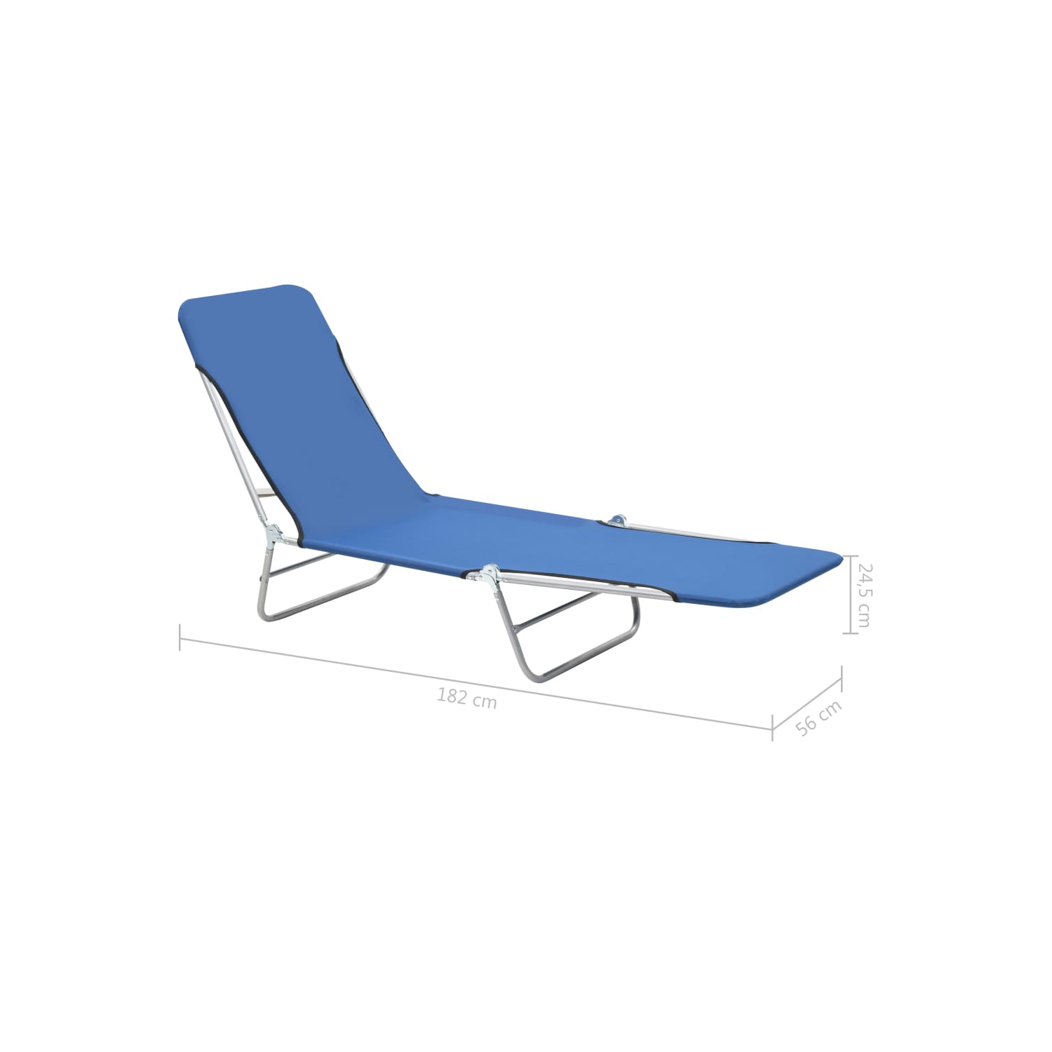 2 chaises longues pliantes vidaXL acier et tissu bleu