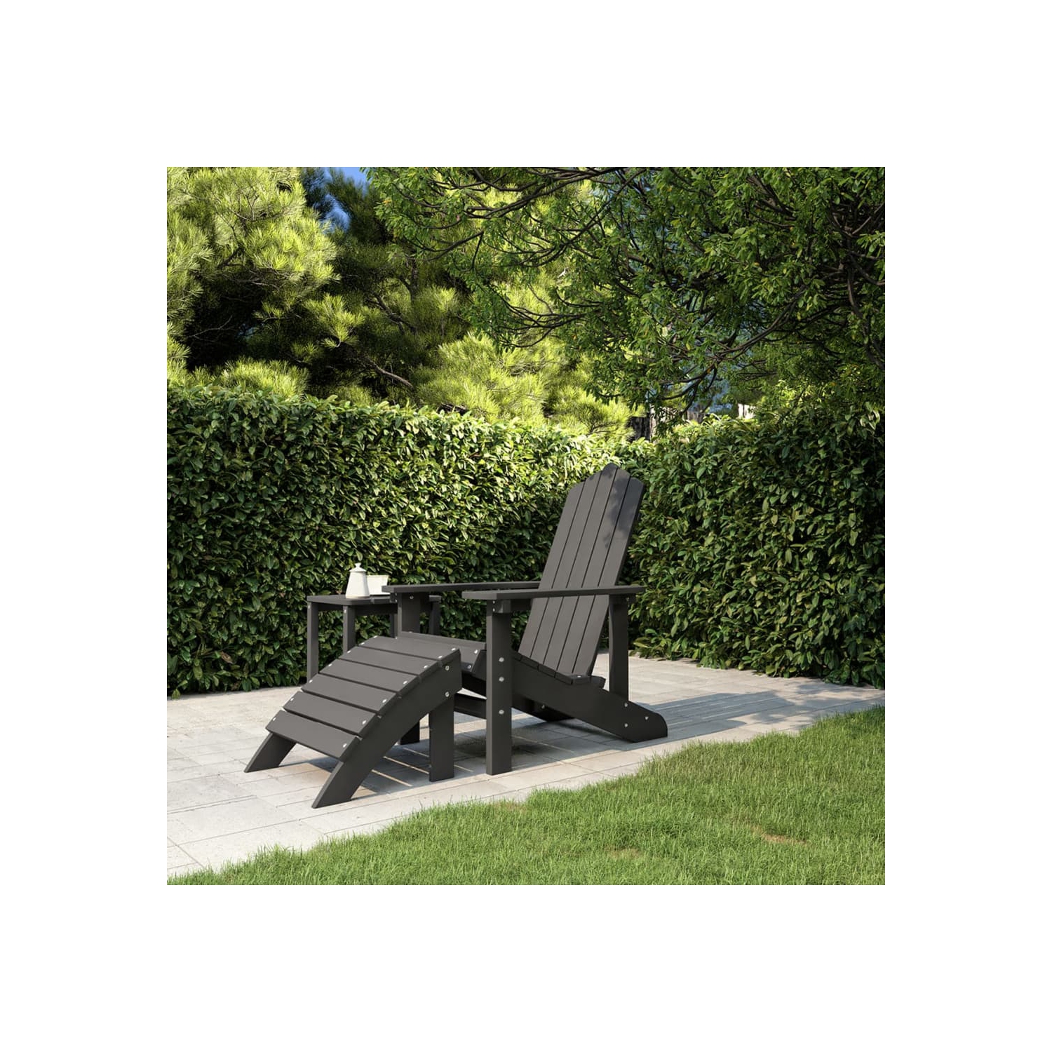 Fauteuil Adirondack de jardin vidaXL avec repose-pieds en PEHD Anthracite