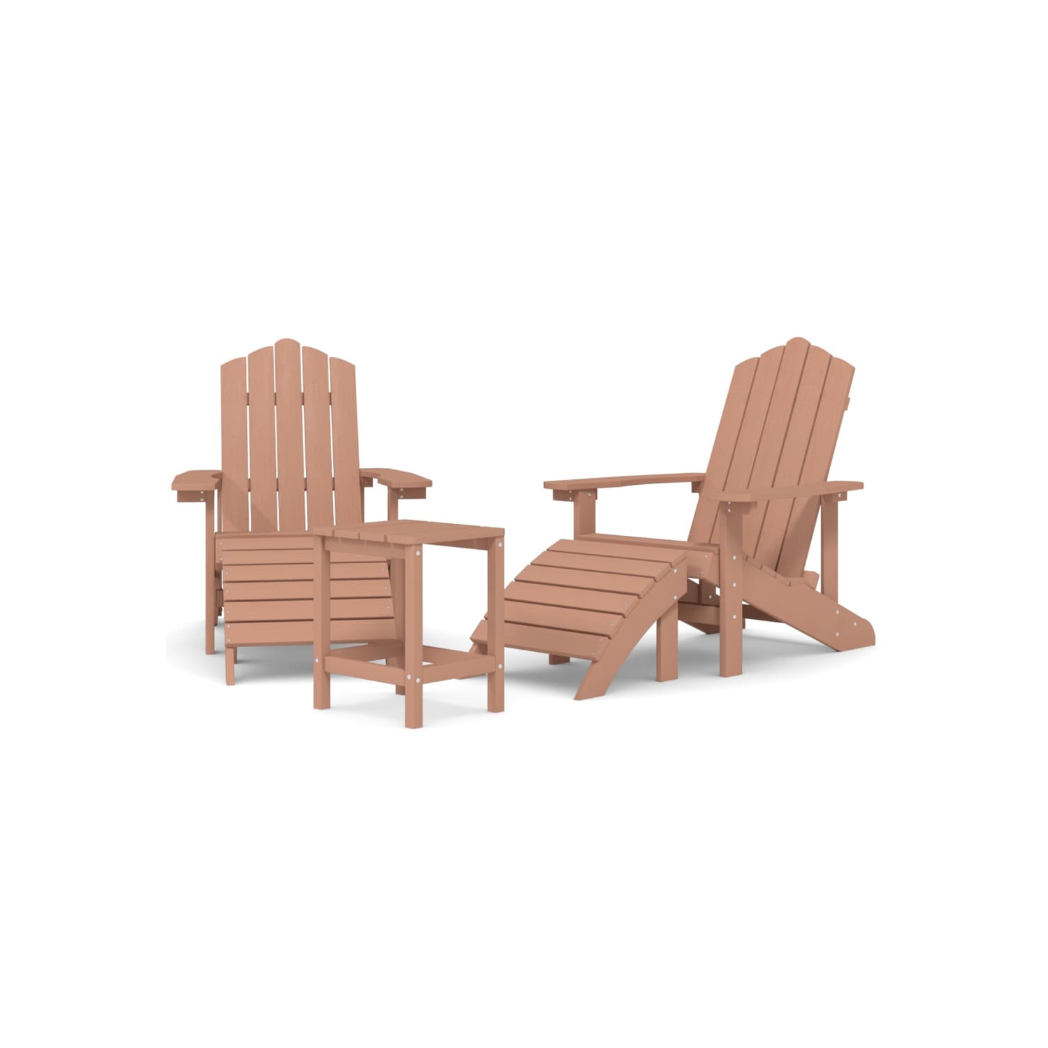 Chaises Adirondack de jardin vidaXL avec repose-pieds et table en PEHD brun