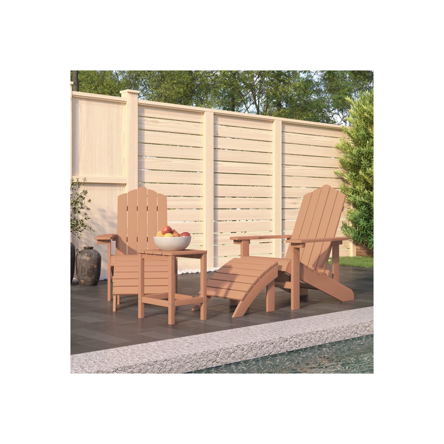Chaises Adirondack de jardin vidaXL avec repose-pieds et table en PEHD brun
