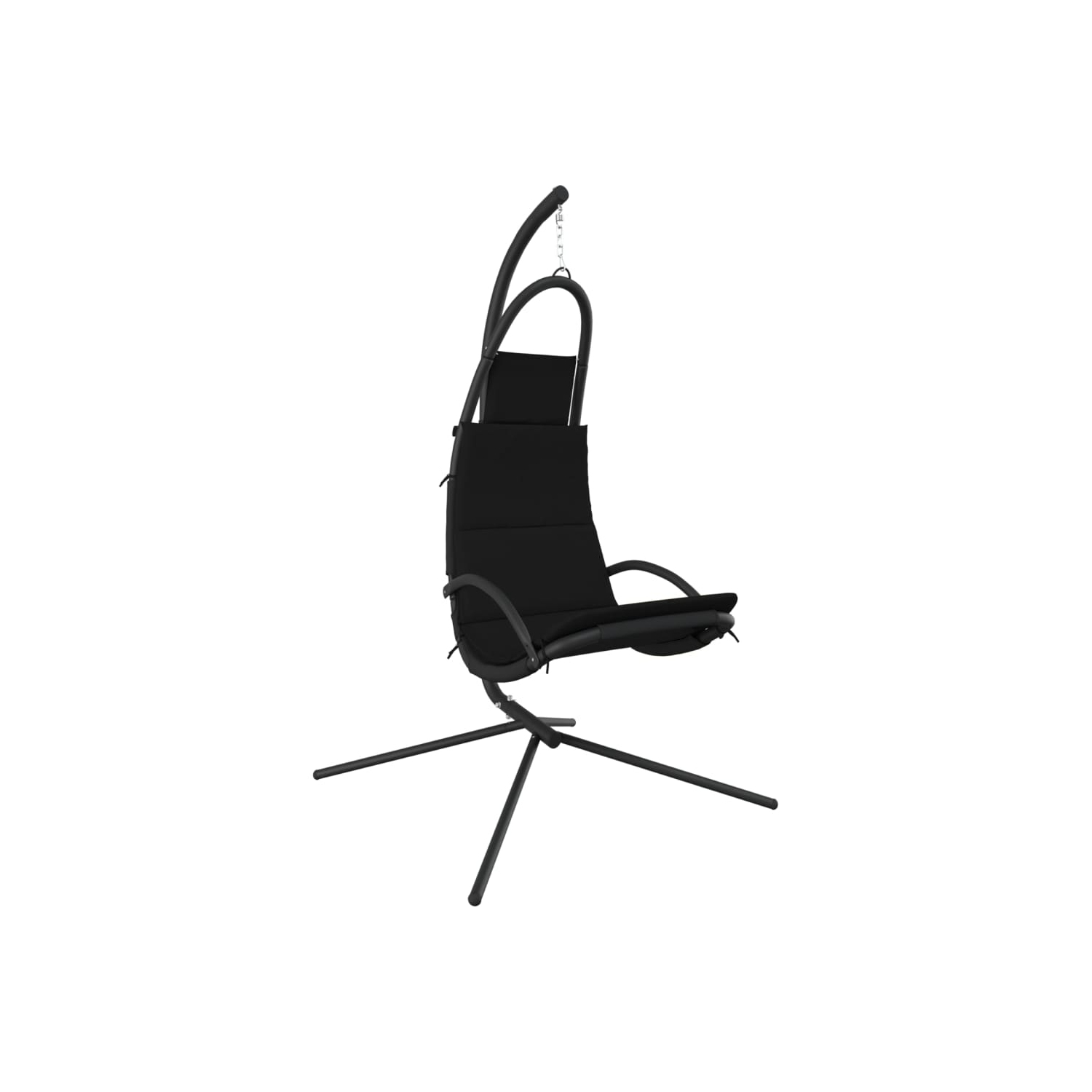 vidaXL Garden Swing Chair with Cushion Black Oxford Fabric and Steel