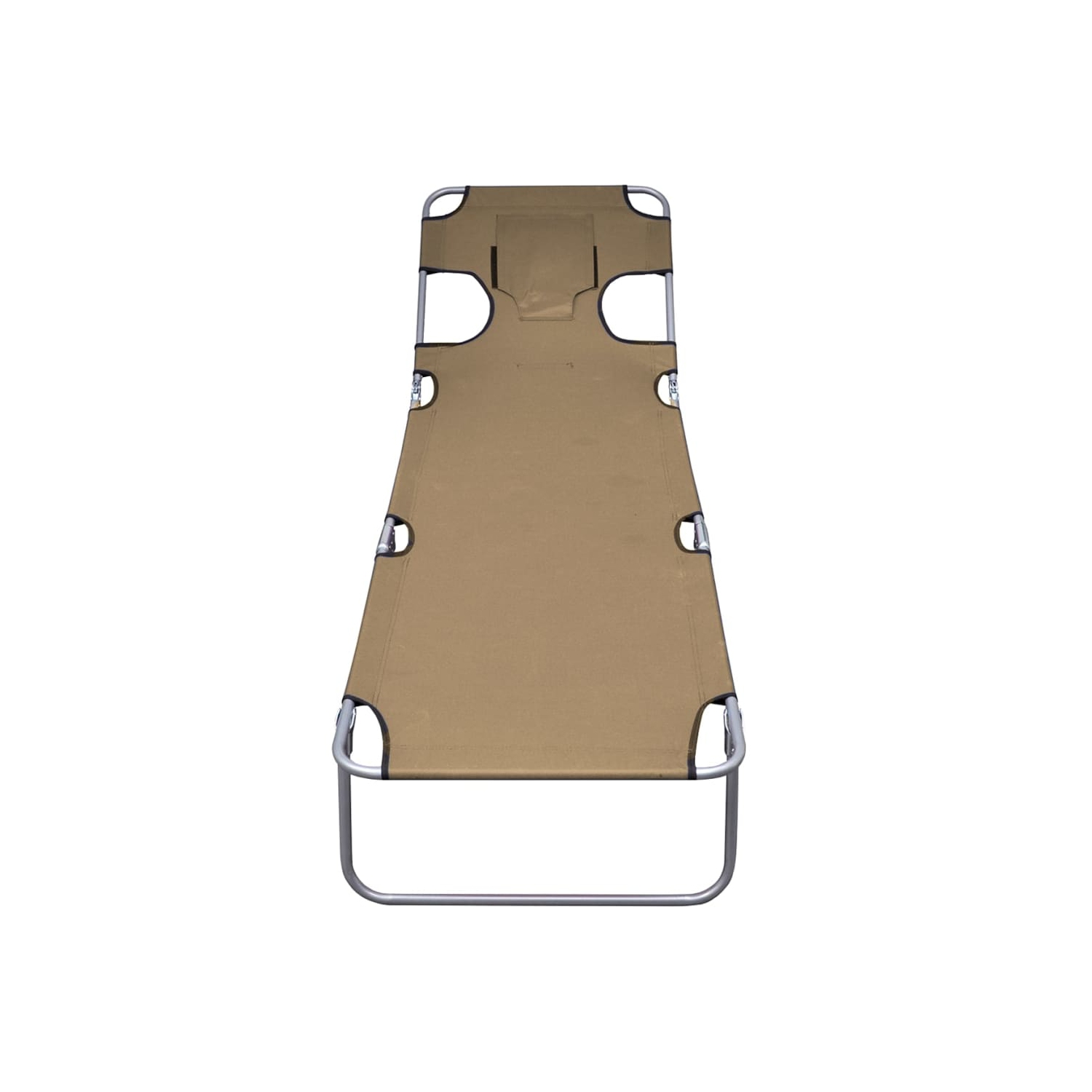 vidaXL Foldable Sunlounger with Head Cushion Adjustable Backrest Taupe