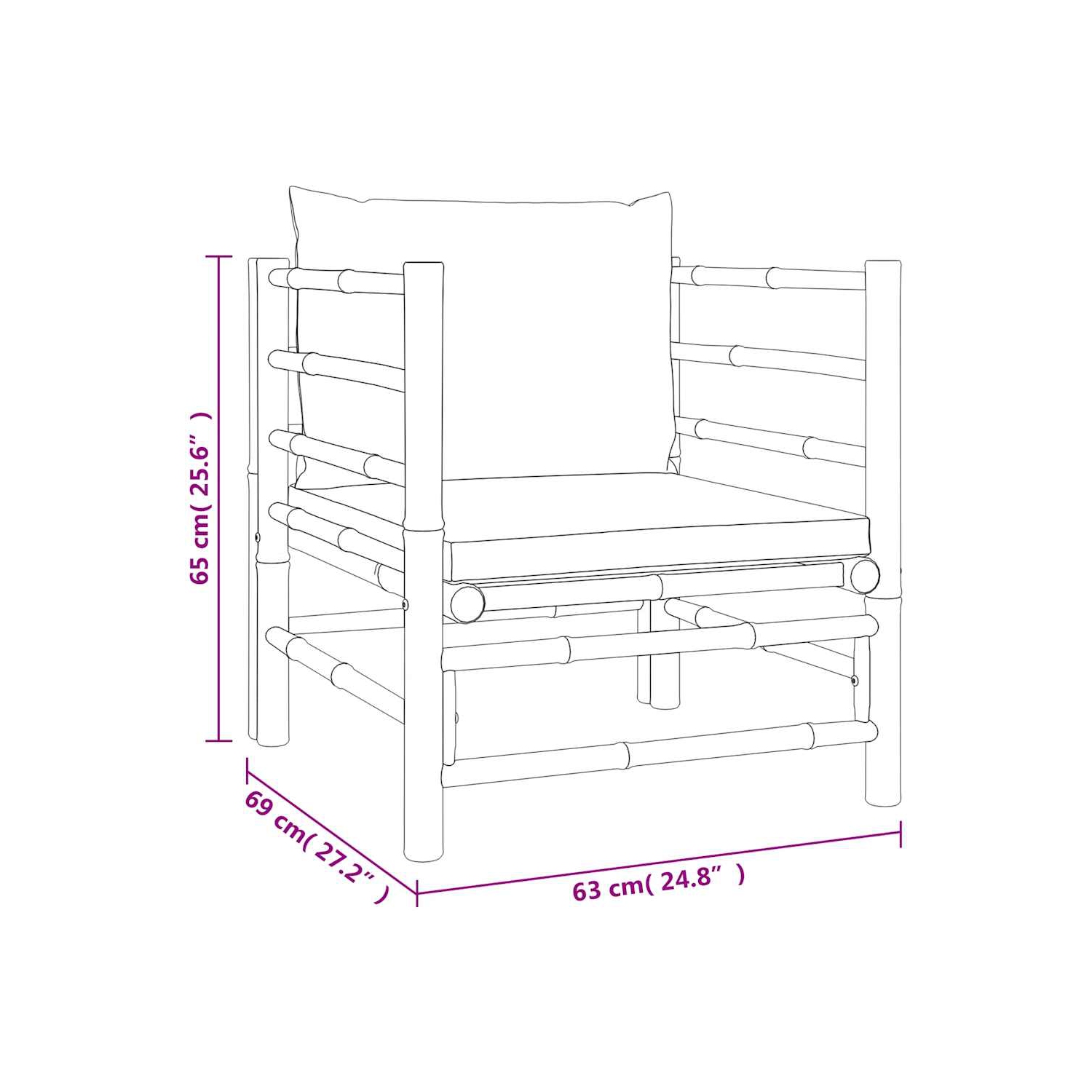 vidaXL Garden Sofa with Green Cushions Bamboo