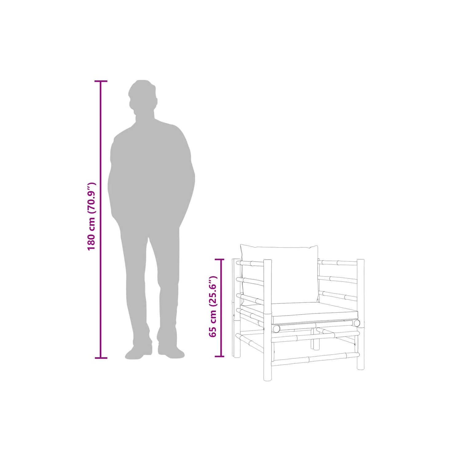 vidaXL Garden Sofa with Green Cushions Bamboo