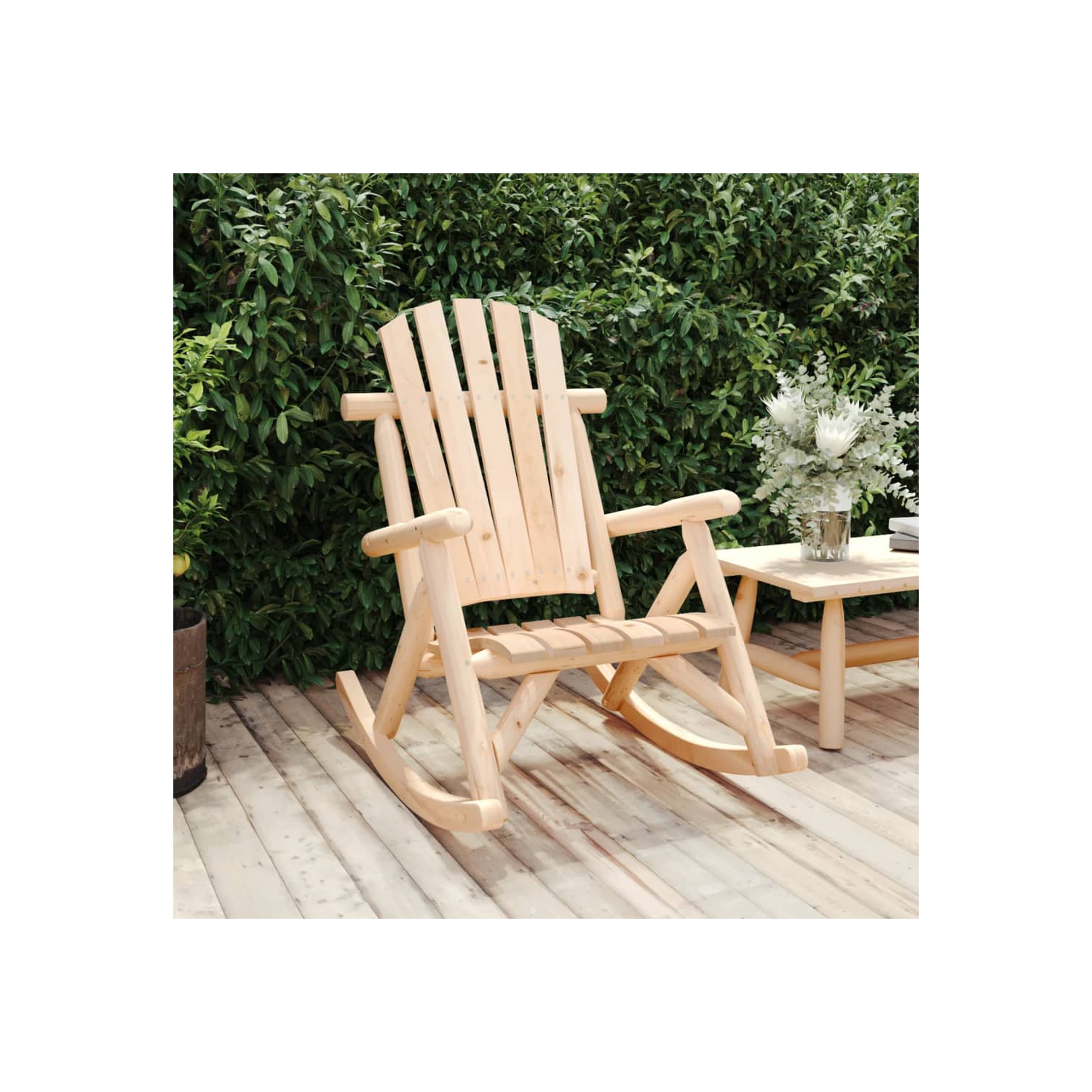 Chaise berçante de jardin en bois massif de 69 x 96 x 101&nbsp;cm de vidaXL
