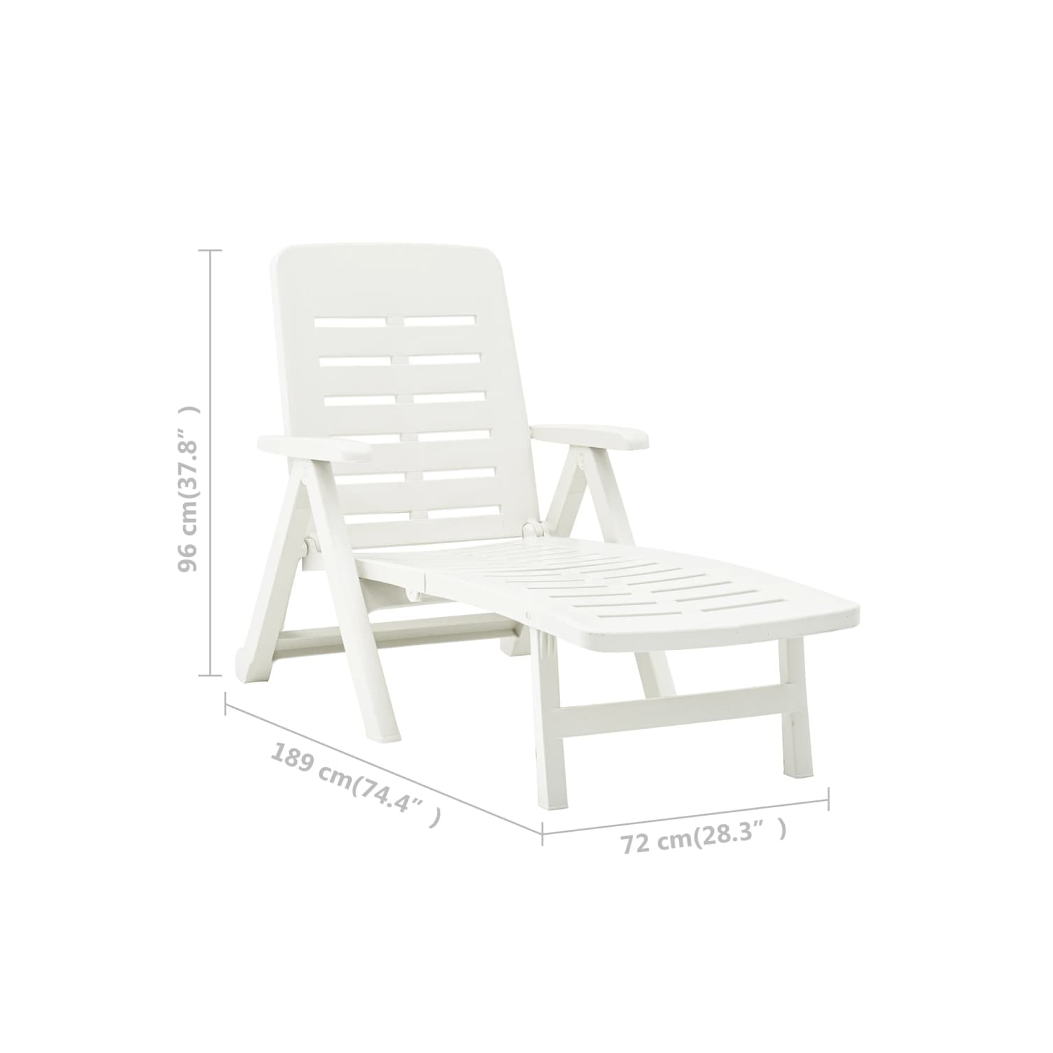 Chaise longue pliante en plastique blanc de vidaXL