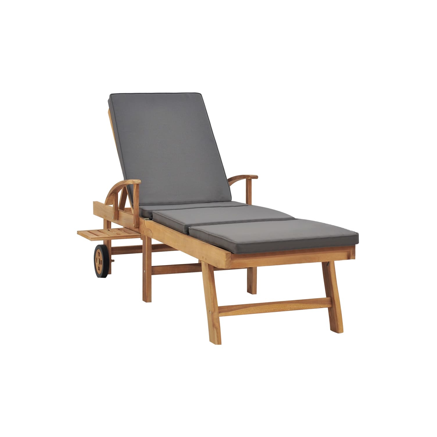 vidaXL Sun Lounger with Cushion Solid Teak Wood Dark Grey