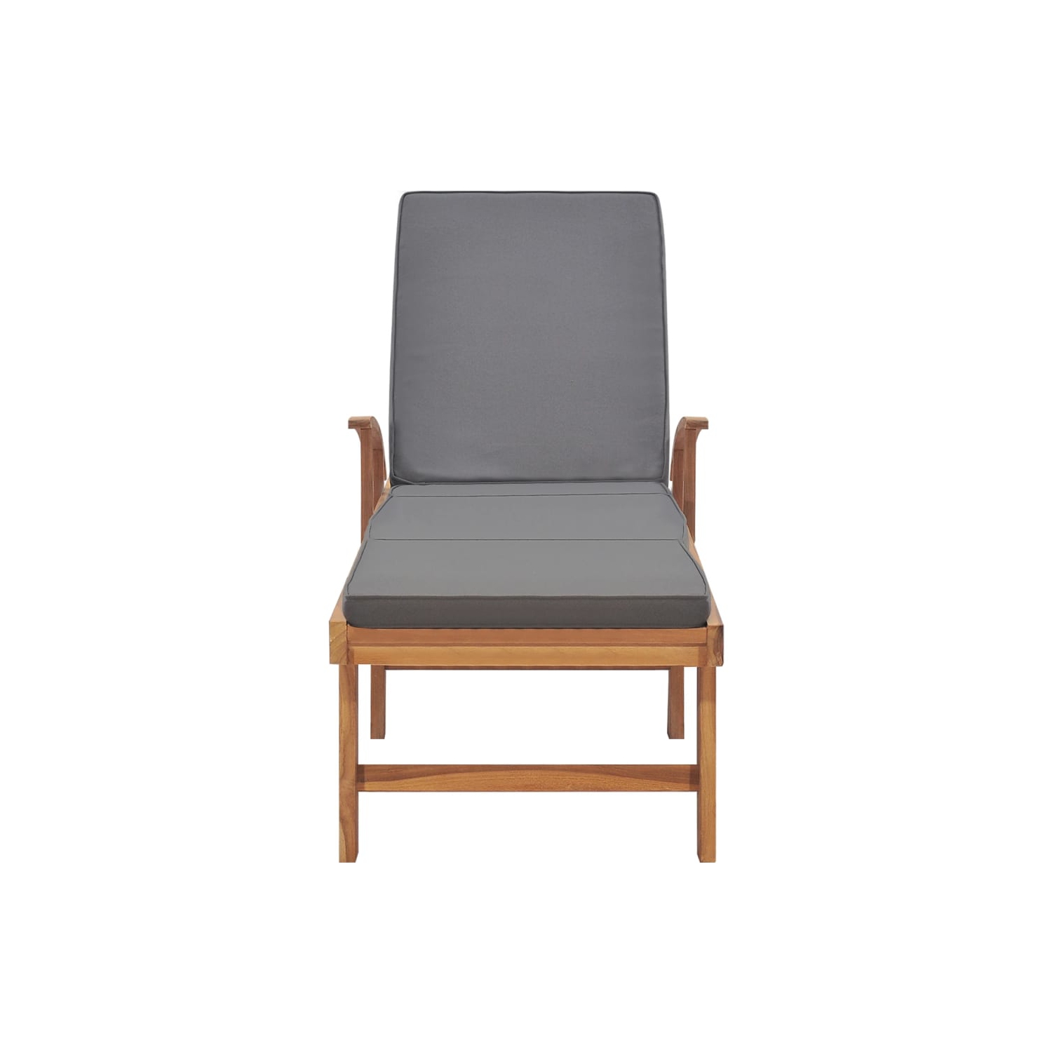 vidaXL Sun Lounger with Cushion Solid Teak Wood Dark Grey