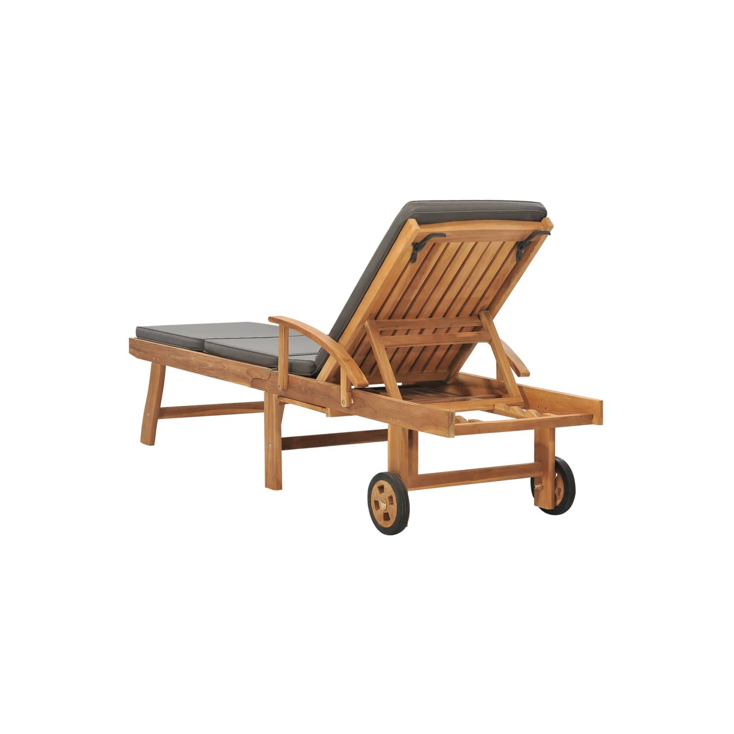 vidaXL Sun Lounger with Cushion Solid Teak Wood Dark Grey