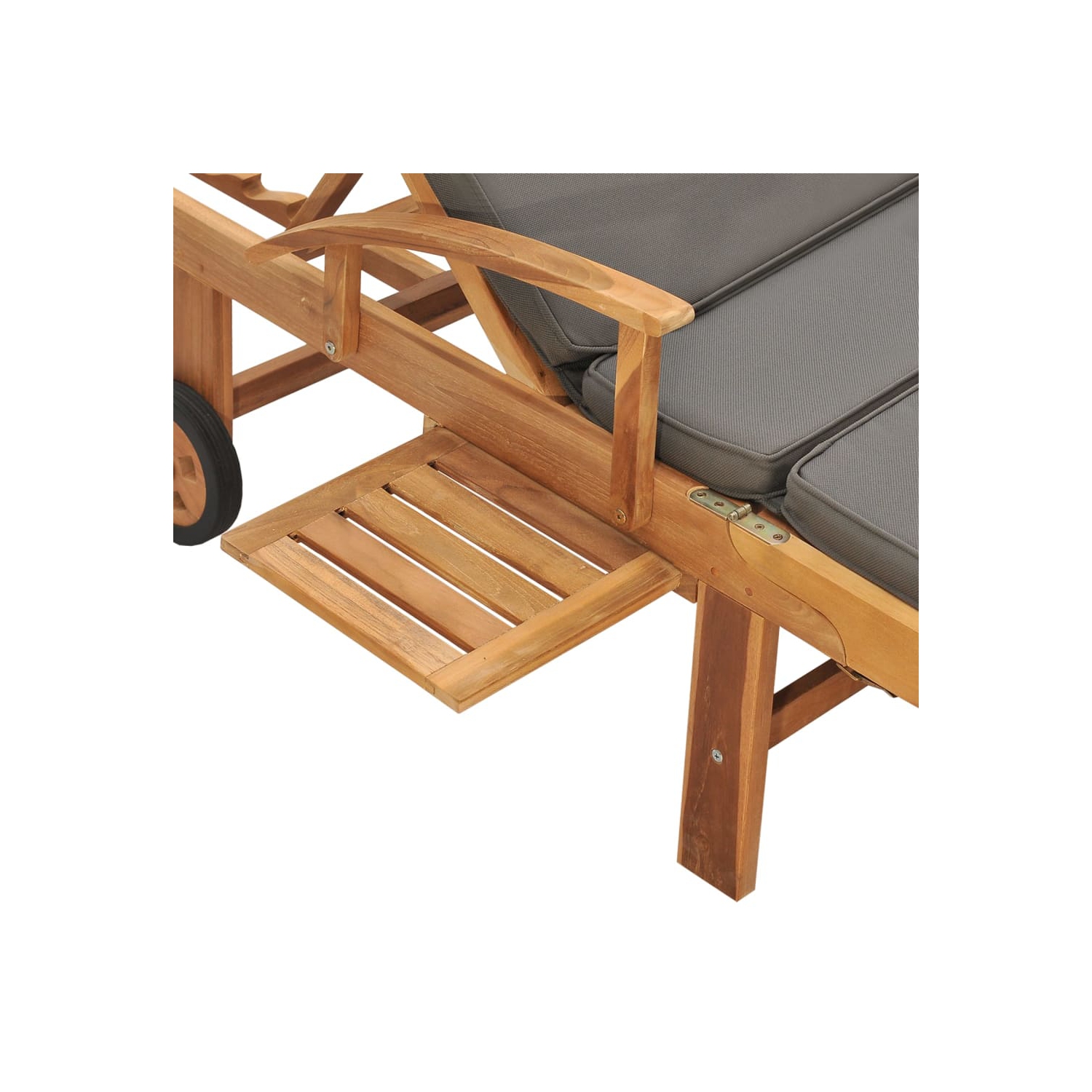 vidaXL Sun Lounger with Cushion Solid Teak Wood Dark Grey