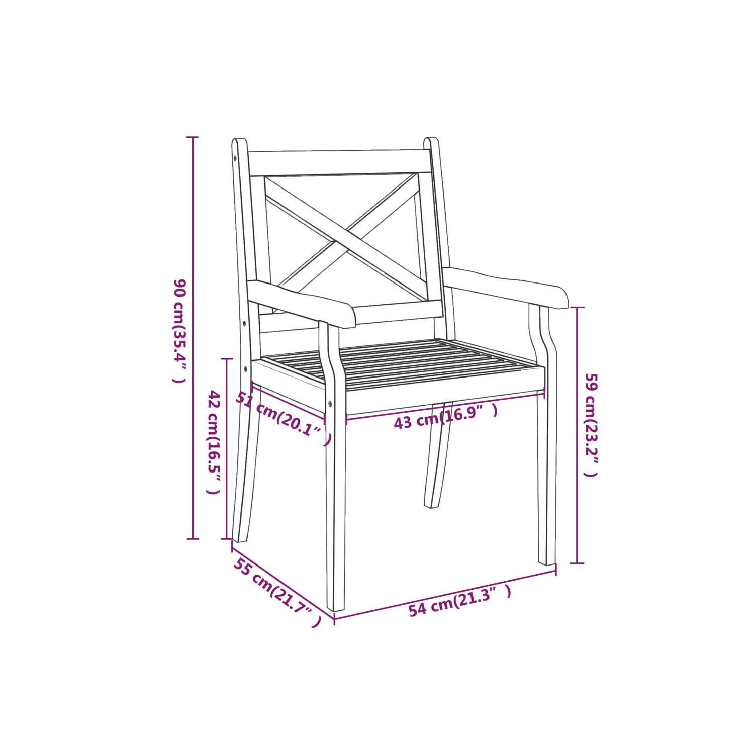 vidaXL Outdoor Dining Chairs 4 pcs Solid Wood Acacia