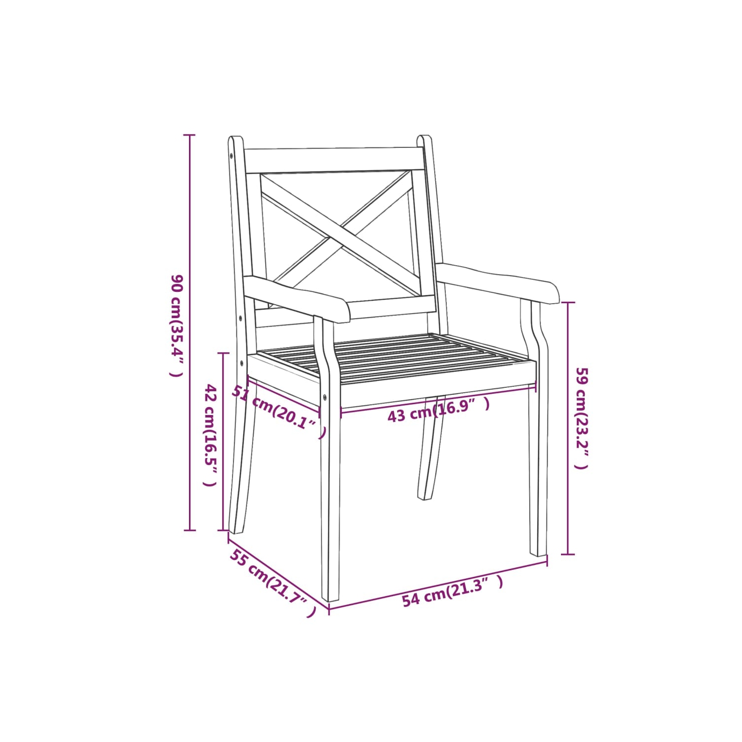 vidaXL Outdoor Dining Chairs 3 pcs Solid Wood Acacia