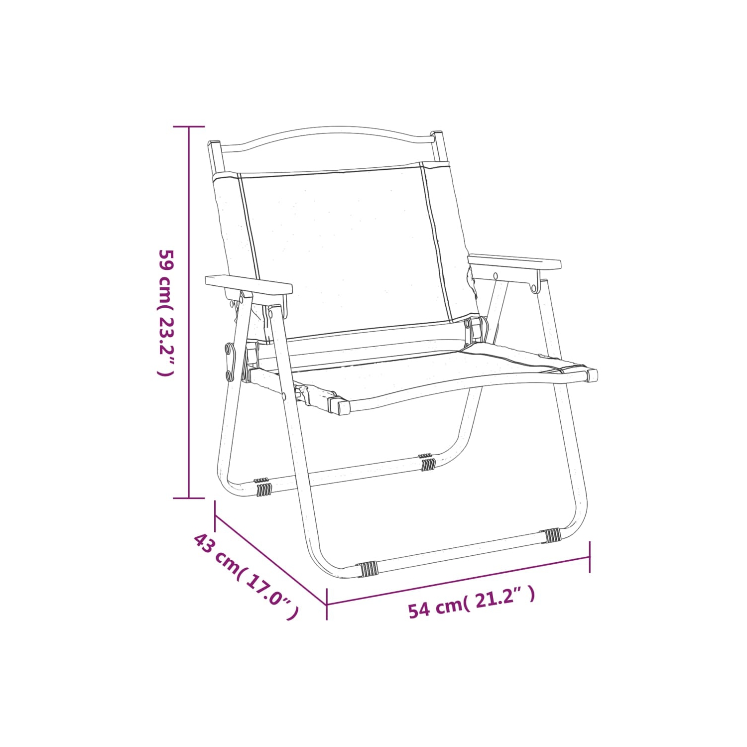 vidaXL Camping Chairs 2 pcs Beige 54x43x59cm Oxford Fabric