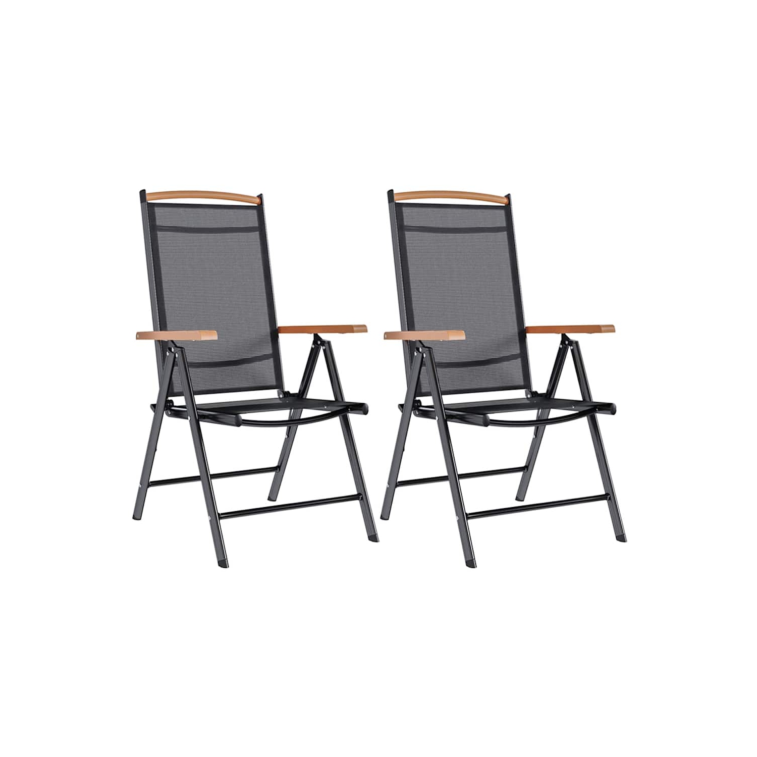 vidaXL Folding Garden Chairs 2 pcs Aluminium and Textilene Black