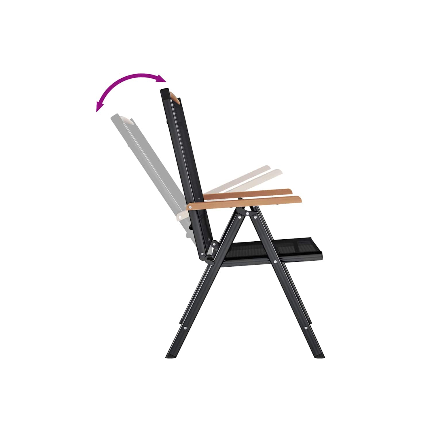 vidaXL Folding Garden Chairs 2 pcs Aluminium and Textilene Black