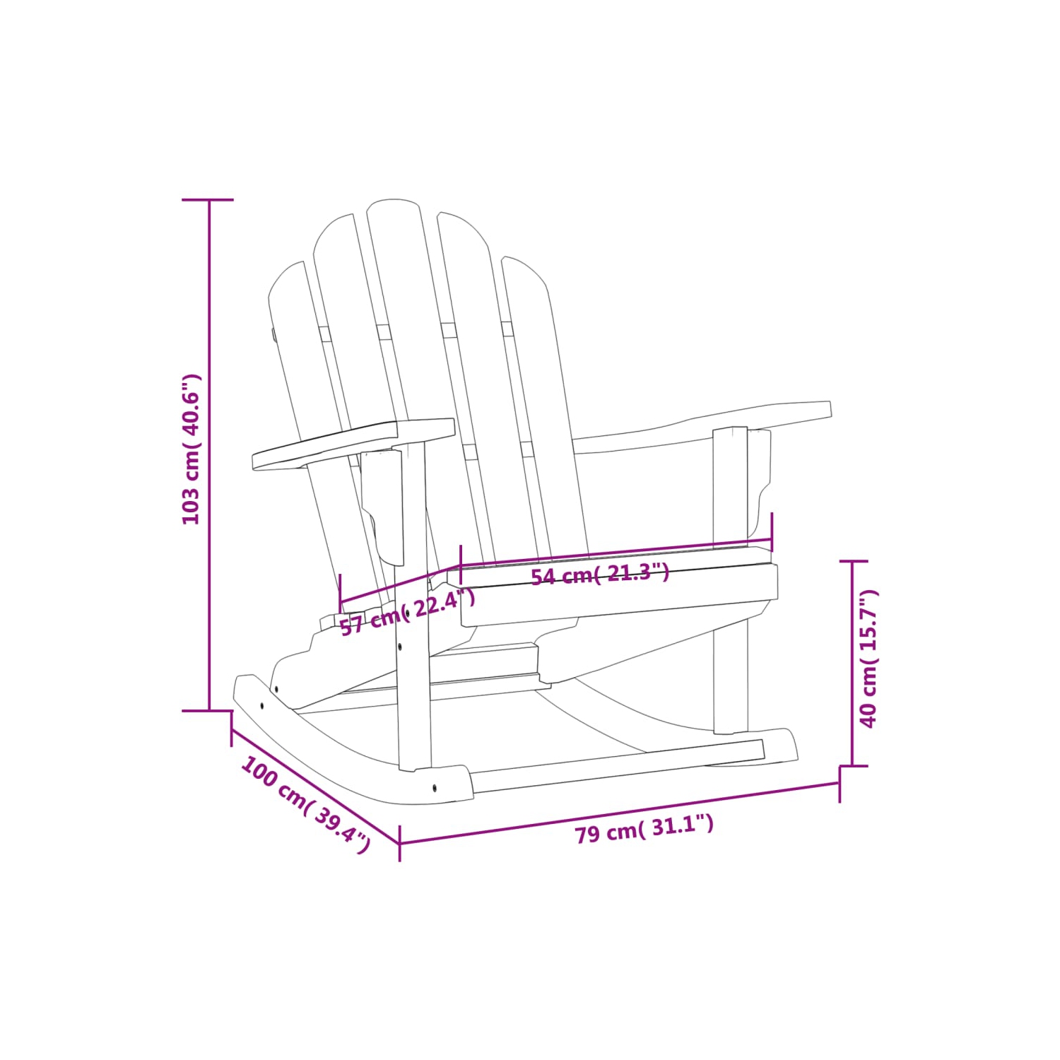 vidaXL Garden Adirondack Rocking Chair 79x100x103 cm Solid Wood Teak