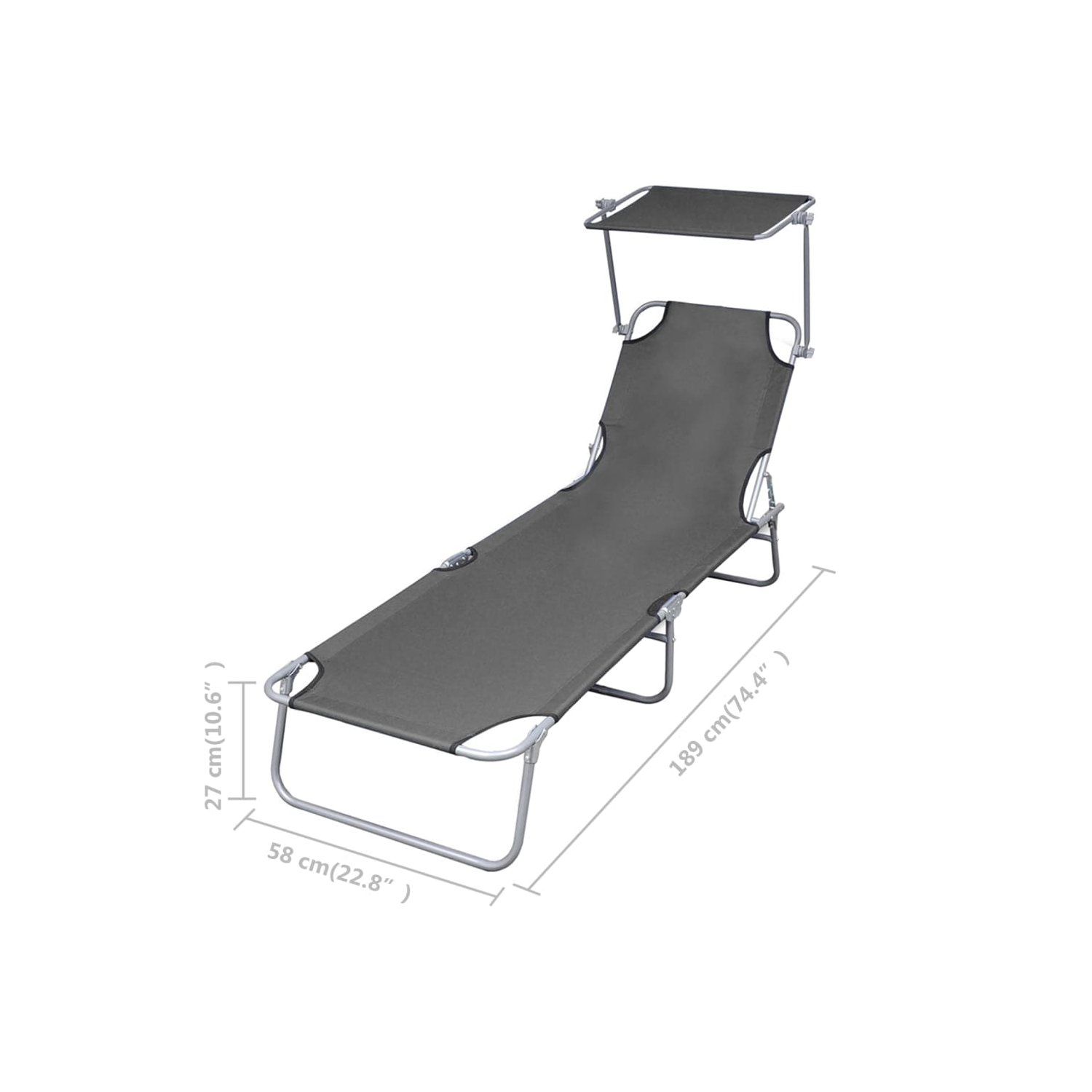 vidaXL Foldable Sunlounger with Adjustable Backrest Grey