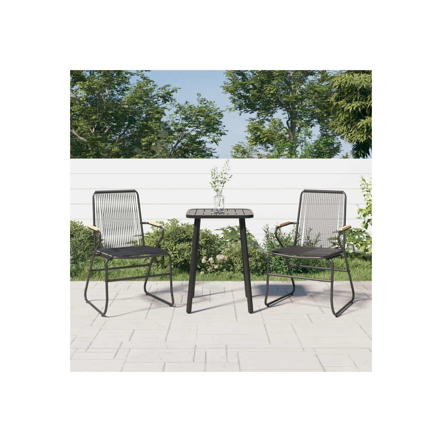 vidaXL Garden Chairs 2 pcs Black 58x59x85.5 cm PVC Rattan