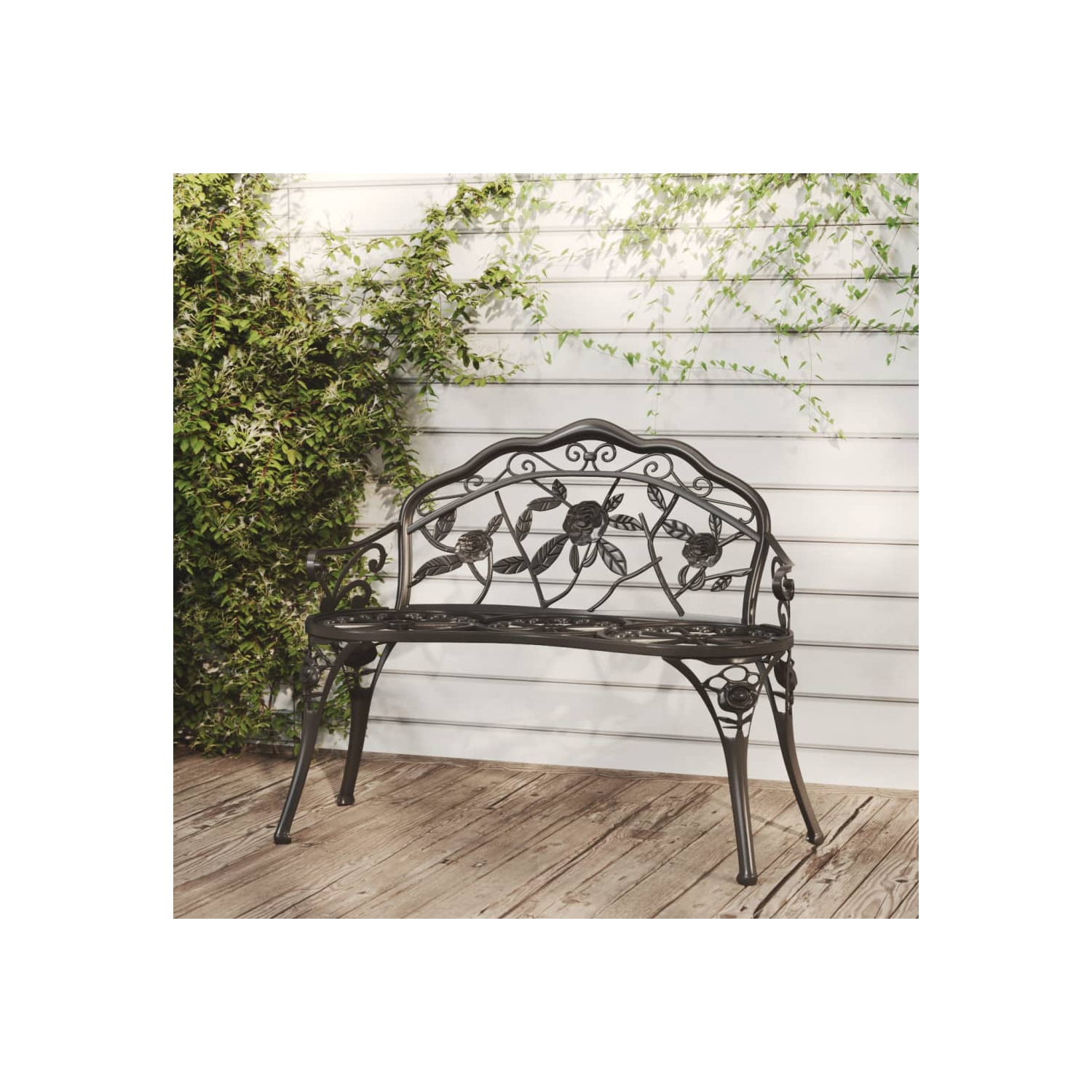 vidaXL Garden Bench 100 cm Cast Aluminium Black