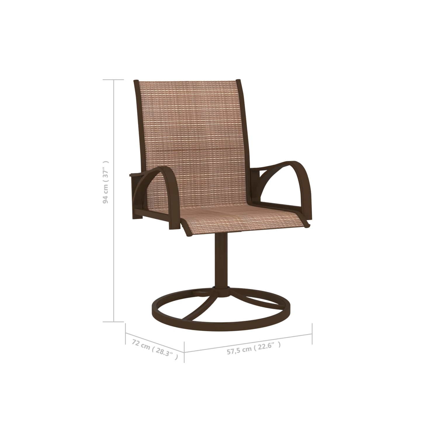 Chaises pivotantes de jardin vidaXL 2 pièces Textilene et Steel Brown