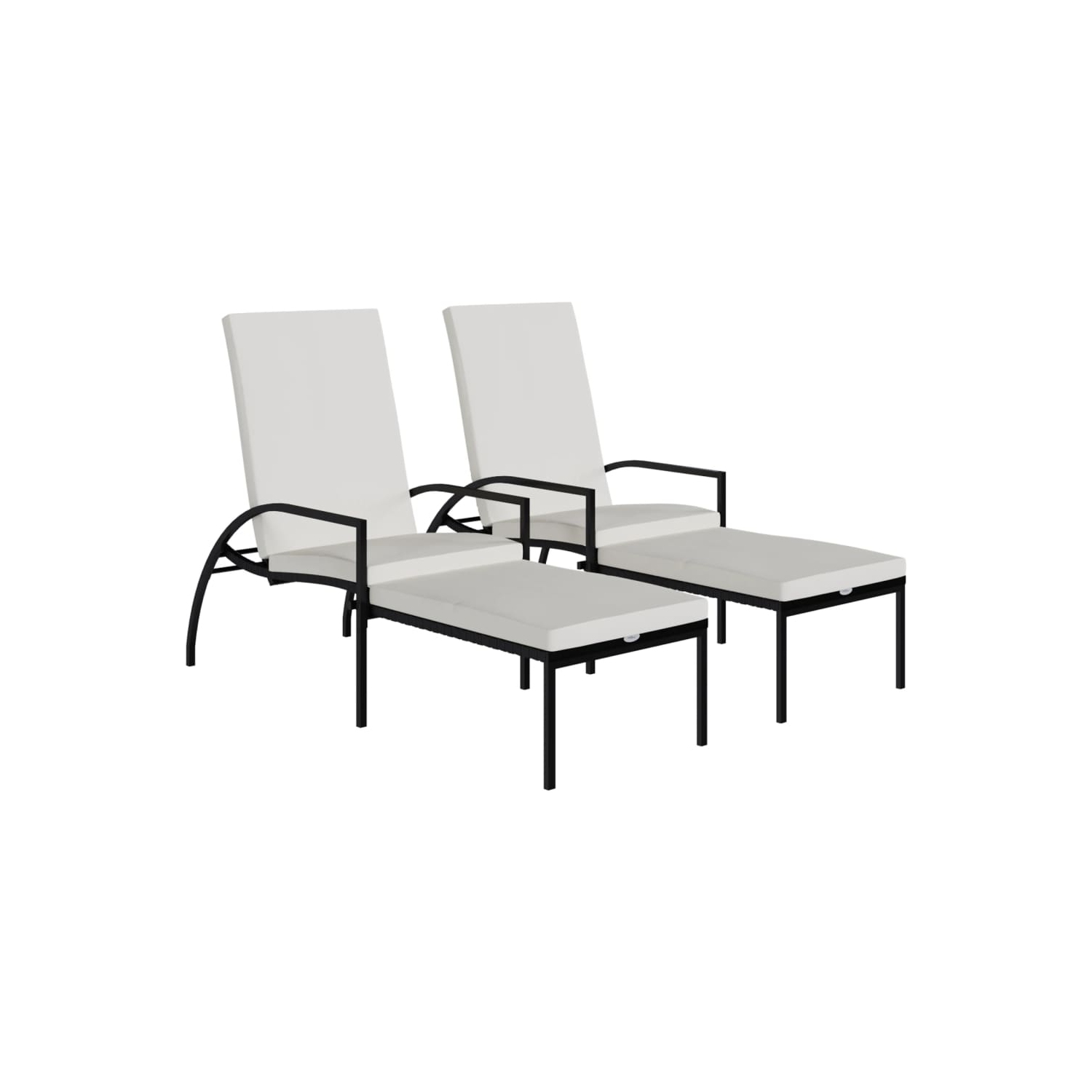 vidaXL Sun Loungers 2 pcs with Footrest PE Rattan Black