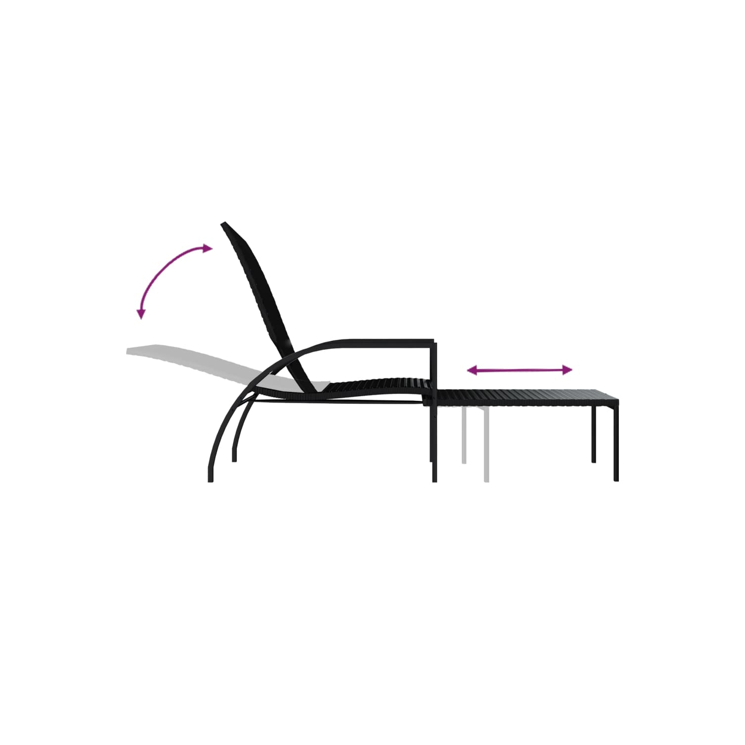 vidaXL Sun Loungers 2 pcs with Footrest PE Rattan Black