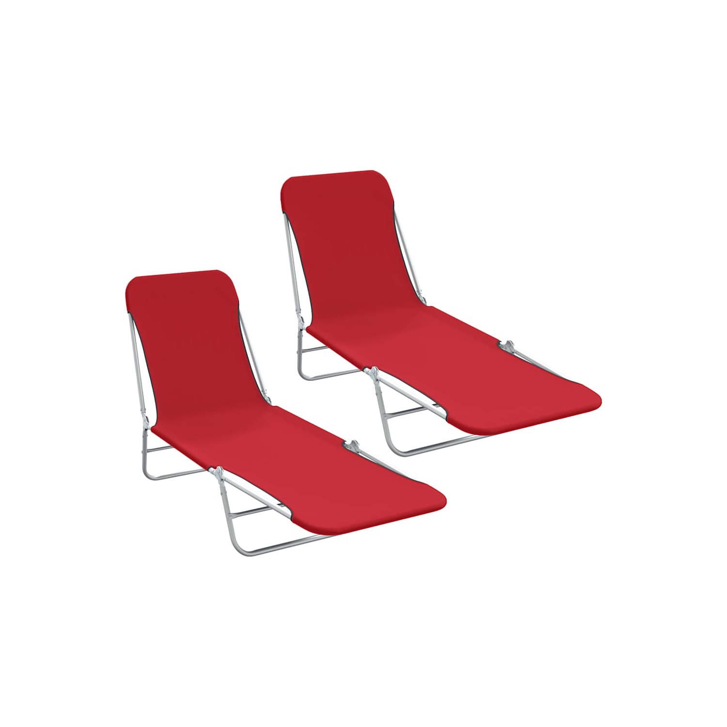 2 chaises longues pliantes vidaXL acier et tissu rouge