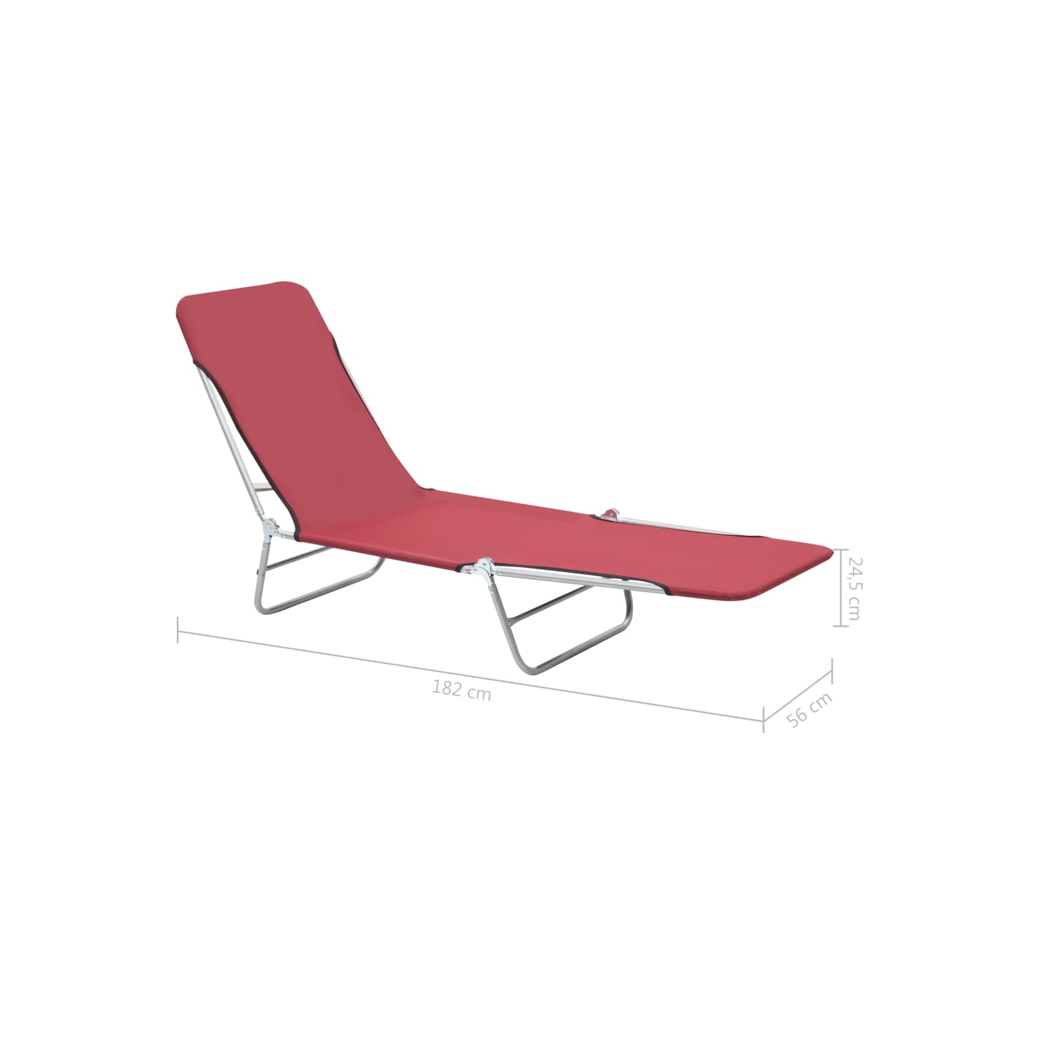 2 chaises longues pliantes vidaXL acier et tissu rouge