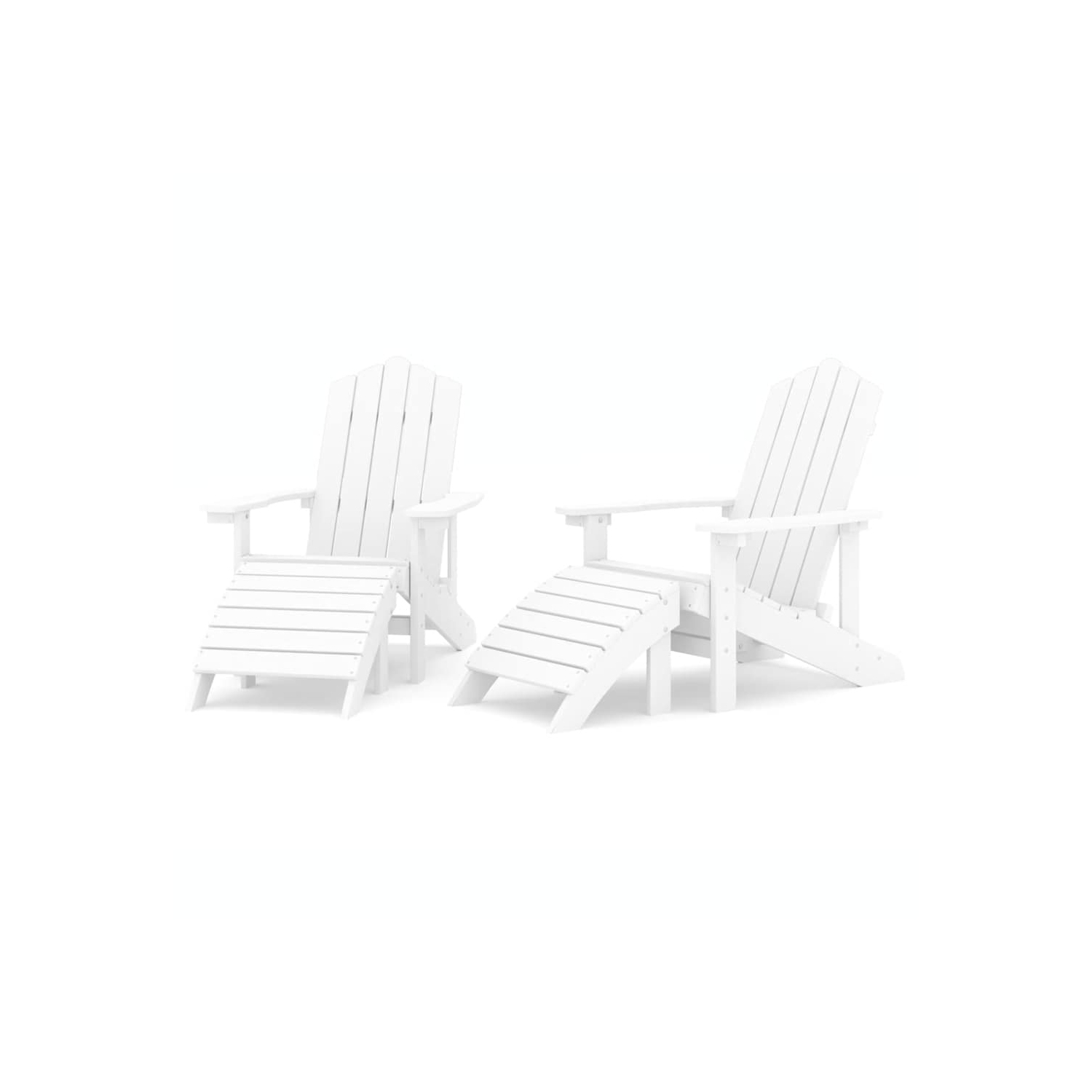vidaXL Garden Adirondack Chairs 2 pcs with Footstools HDPE White