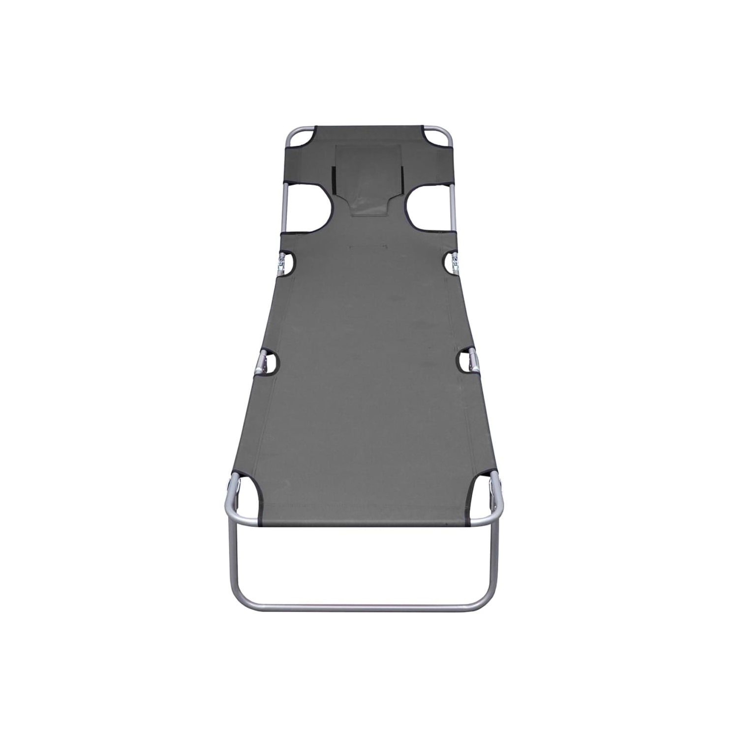 vidaXL Foldable Sunlounger with Head Cushion Adjustable Backrest Grey