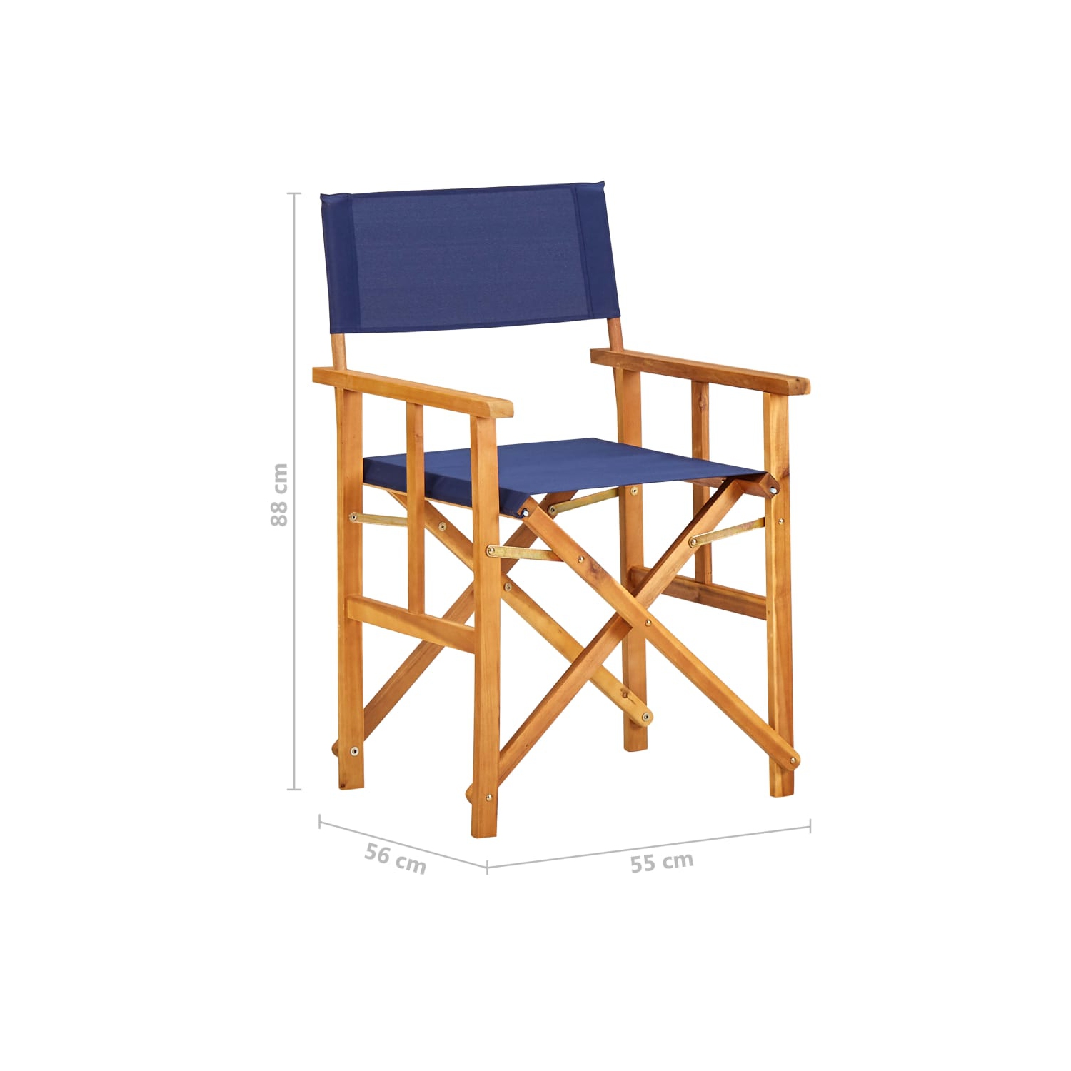 Chaises de réalisateur vidaXL 2 pièces en bois d'acacia massif bleu