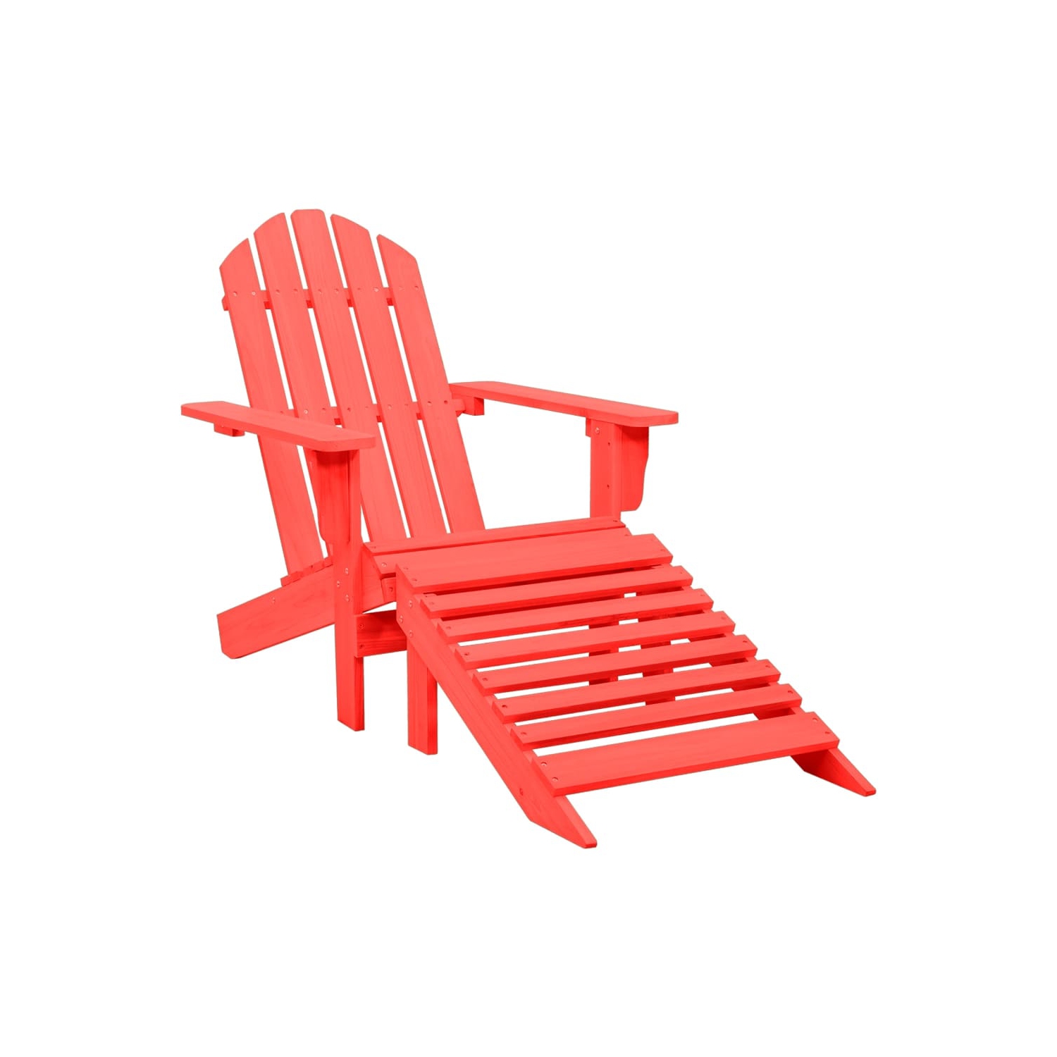 Fauteuil Adirondack Garden avec pouf en bois de sapin rouge