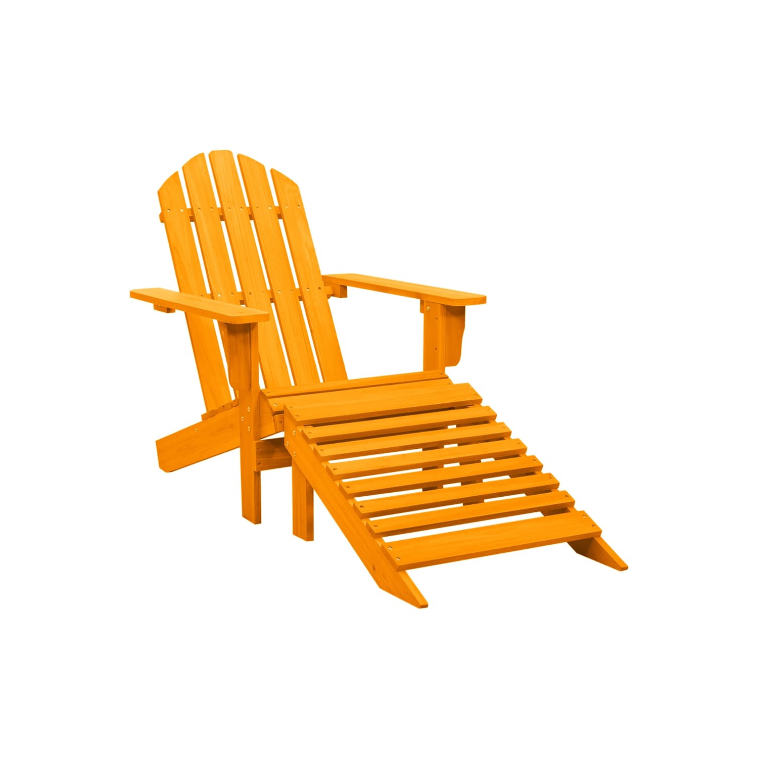Fauteuil Adirondack Garden avec pouf en bois de sapin massif, orange