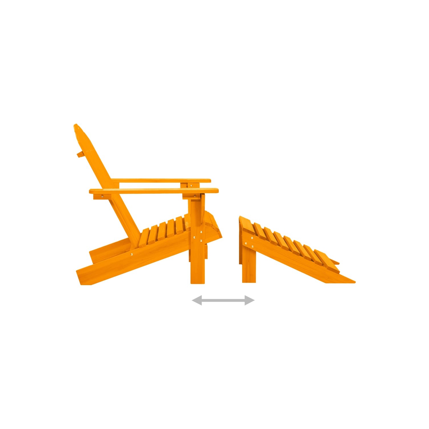 Fauteuil Adirondack Garden avec pouf en bois de sapin massif, orange