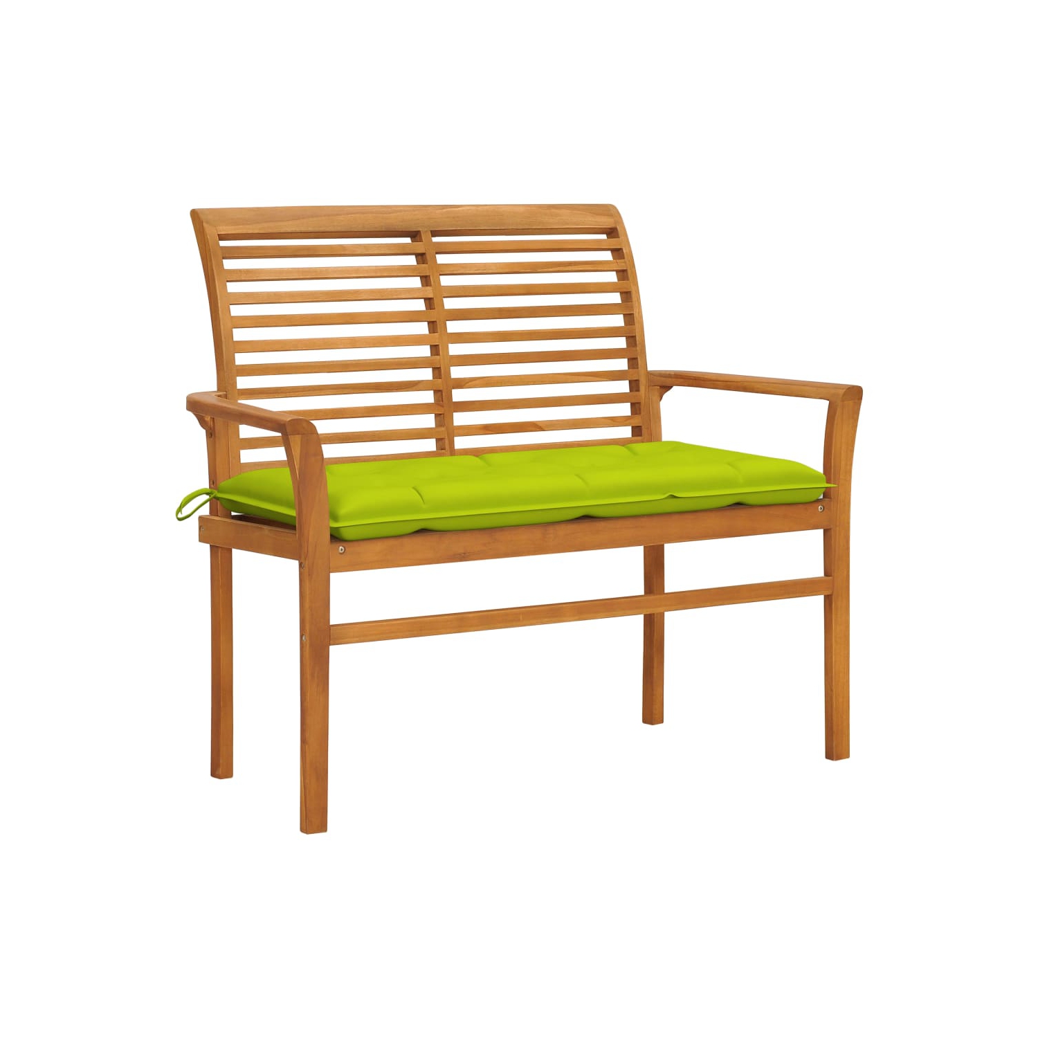 vidaXL Garden Bench with Bright Green Cushion 112 cm Solid Teak Wood