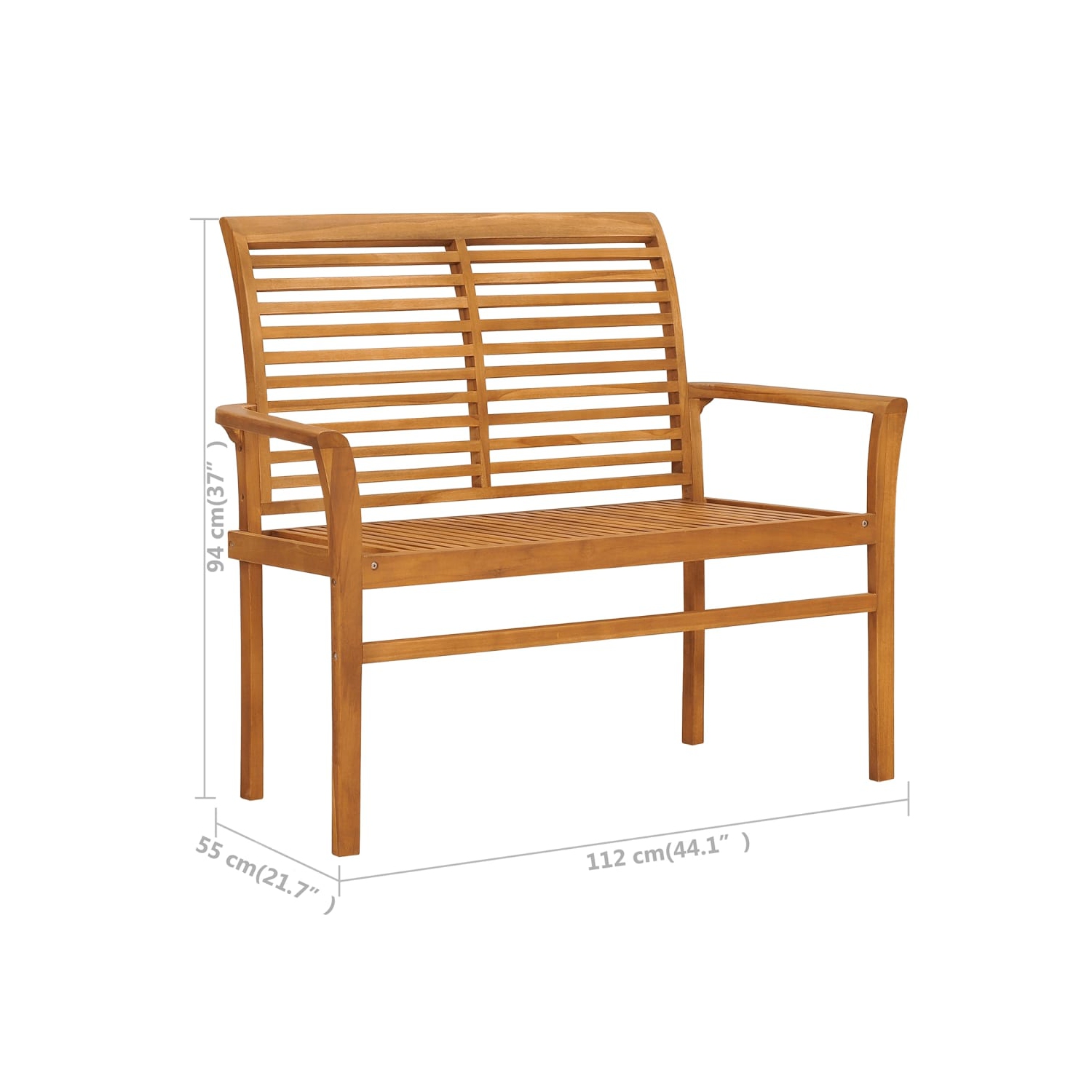 vidaXL Garden Bench with Bright Green Cushion 112 cm Solid Teak Wood