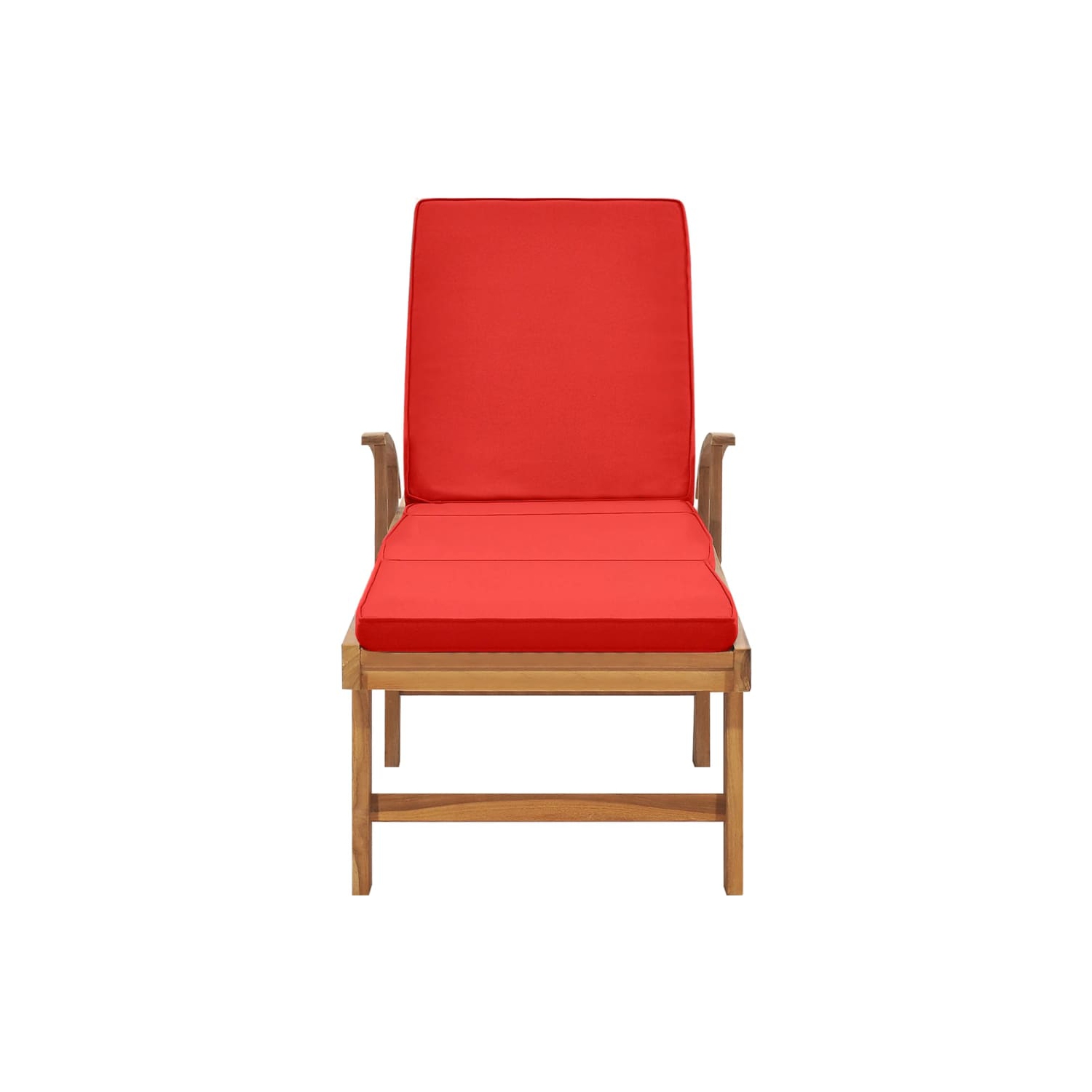 vidaXL Sun Lounger with Cushion Solid Teak Wood Red