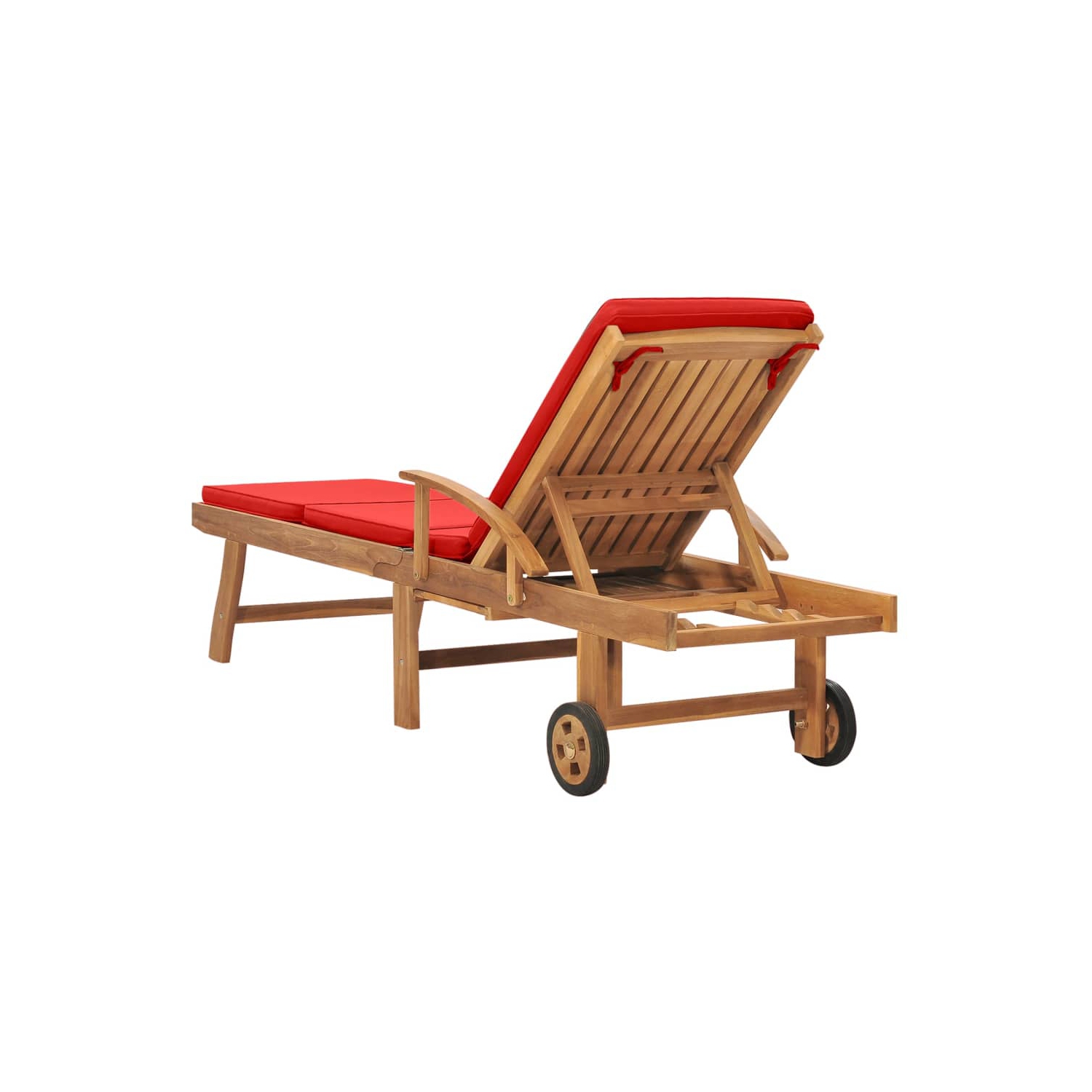 vidaXL Sun Lounger with Cushion Solid Teak Wood Red