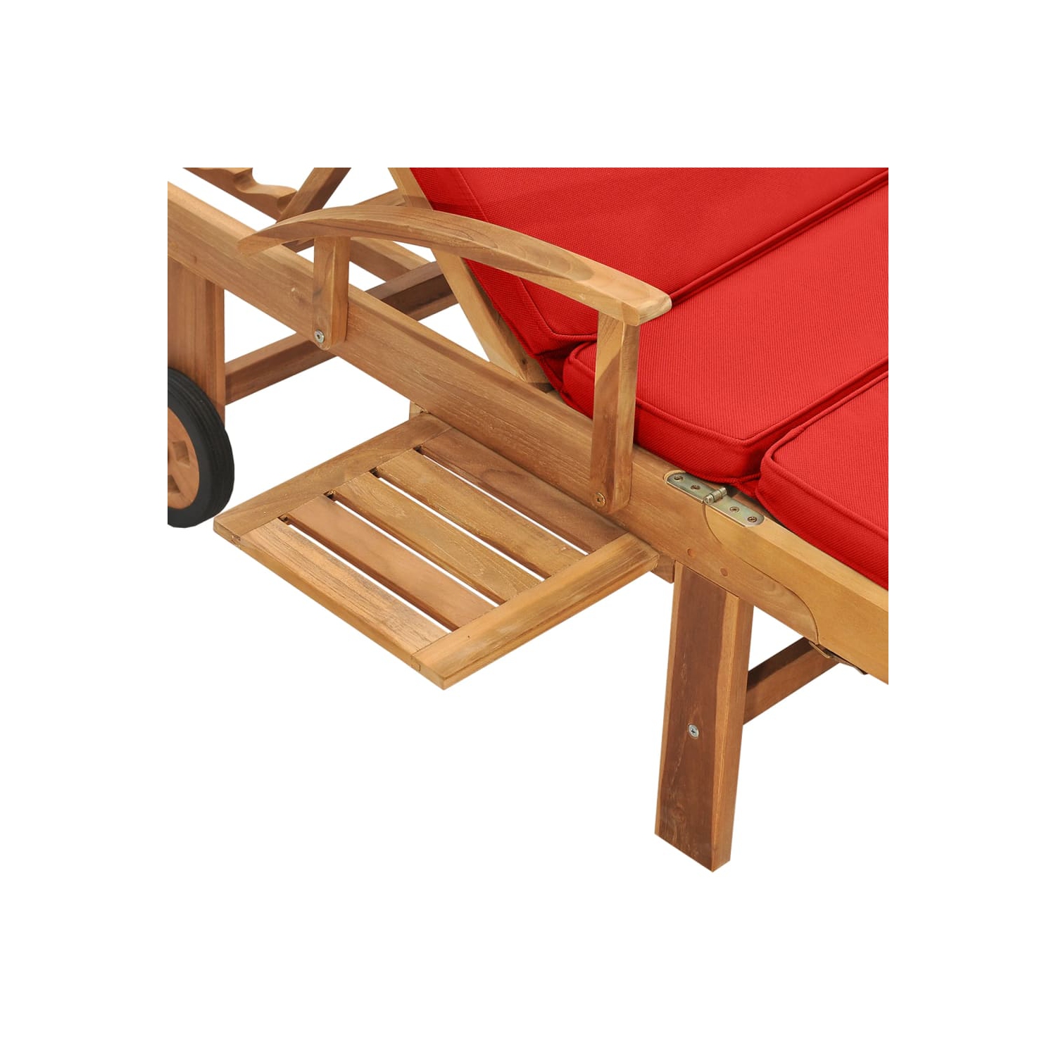 vidaXL Sun Lounger with Cushion Solid Teak Wood Red