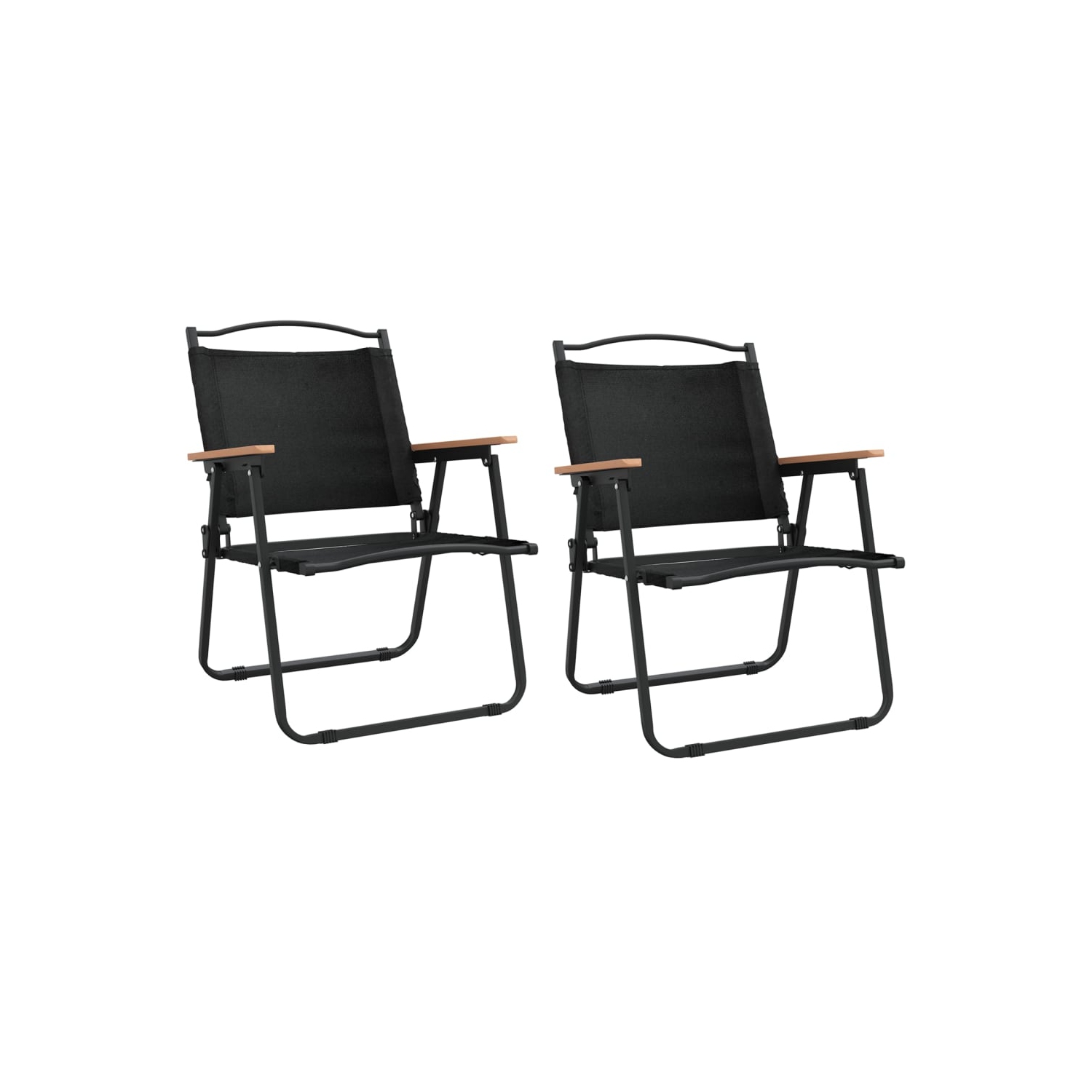 Chaises de camping 2 pièces en tissu Oxford noir 54 x 55 x 78&nbsp;cm