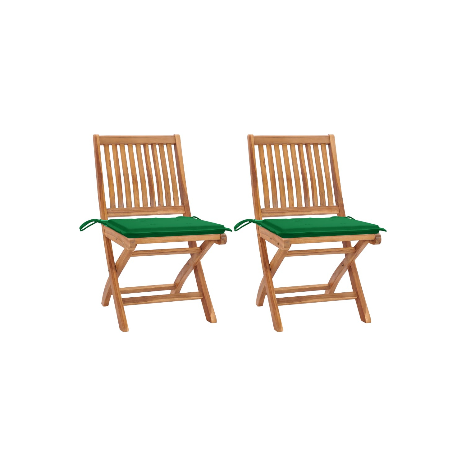 vidaXL Garden Chairs 2 pcs with Green Cushions Solid Teak Wood