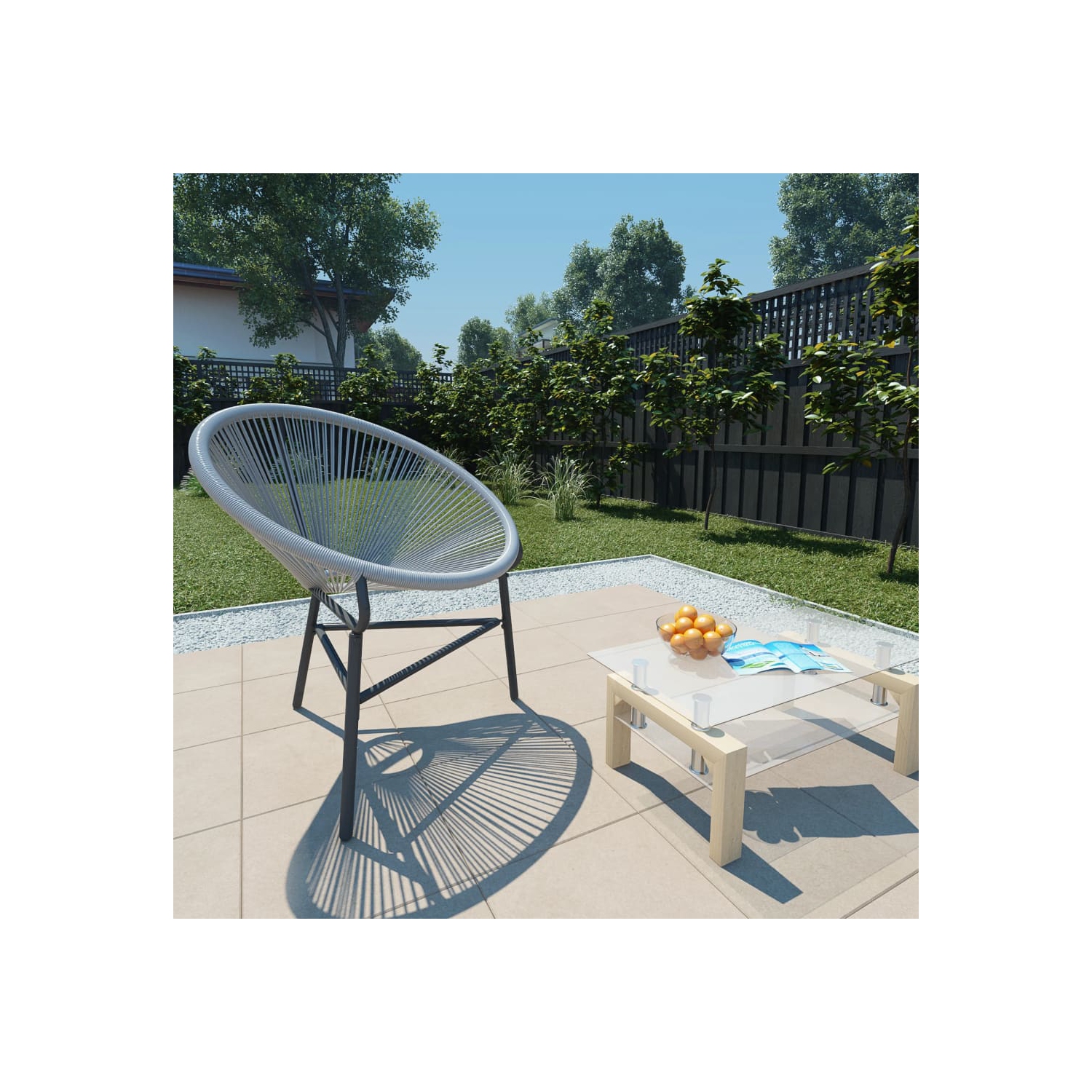 vidaXL Garden Moon Chair Poly Rattan Grey
