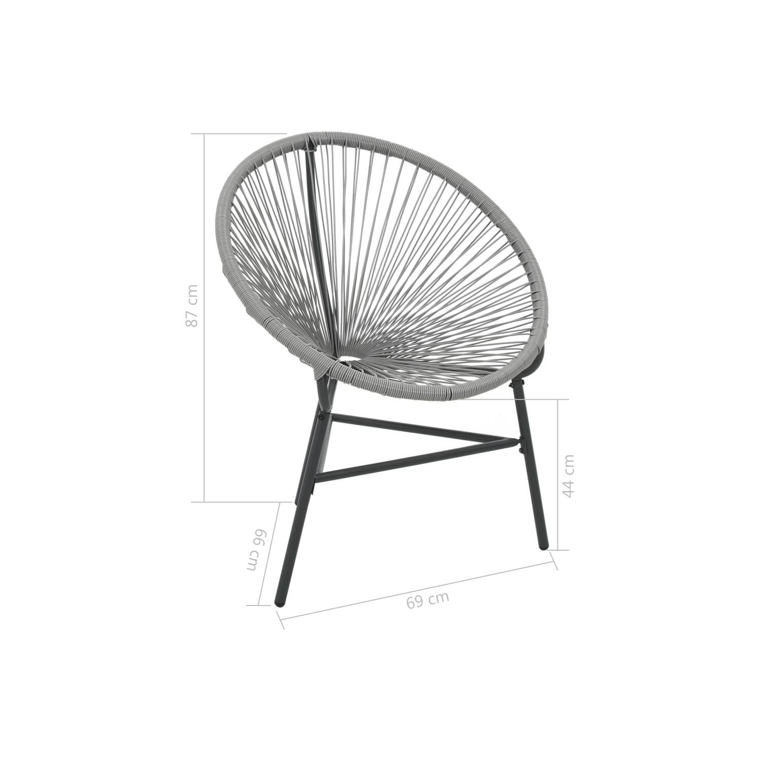 vidaXL Garden Moon Chair Poly Rattan Grey