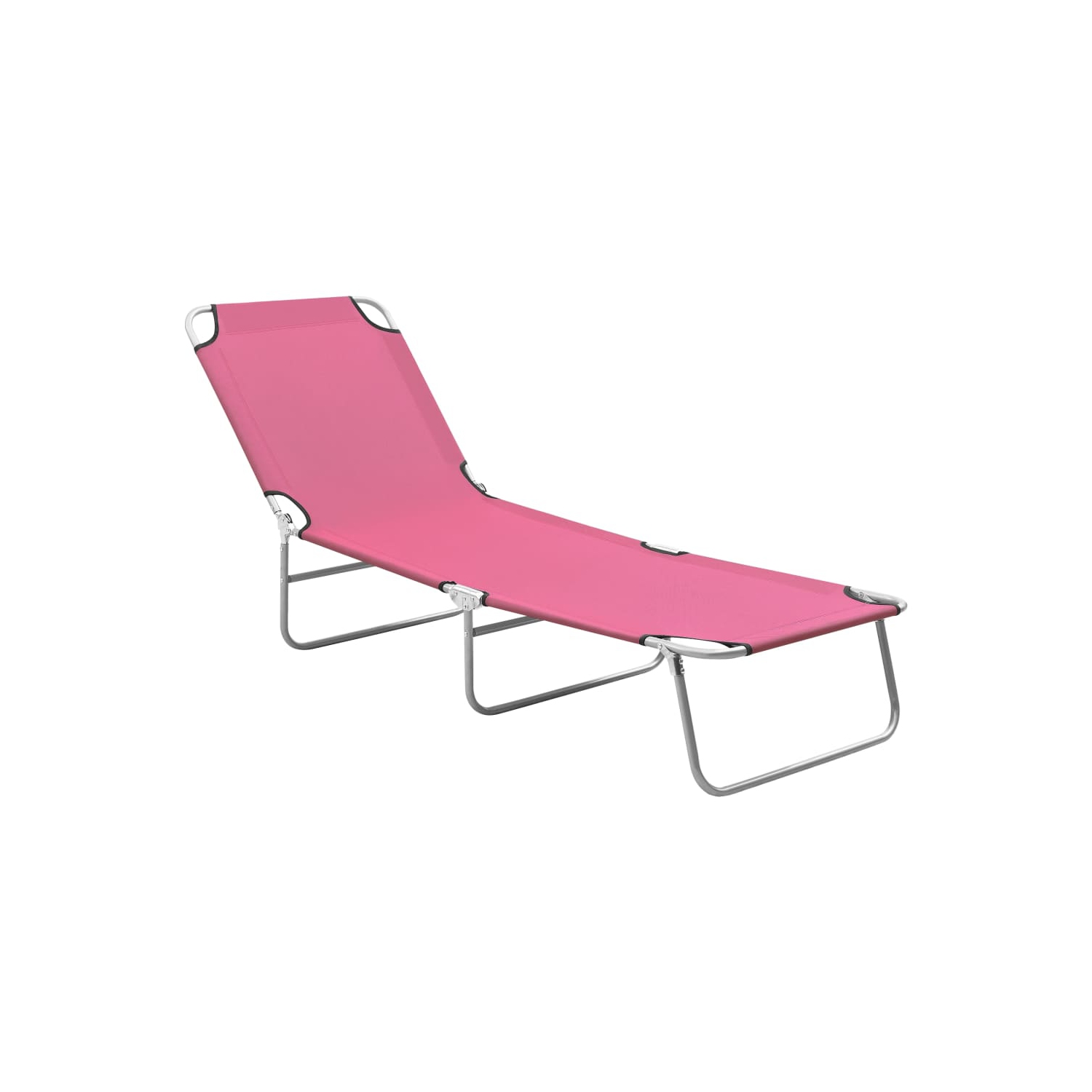 vidaXL Folding Sun Lounger Steel and Fabric Pink