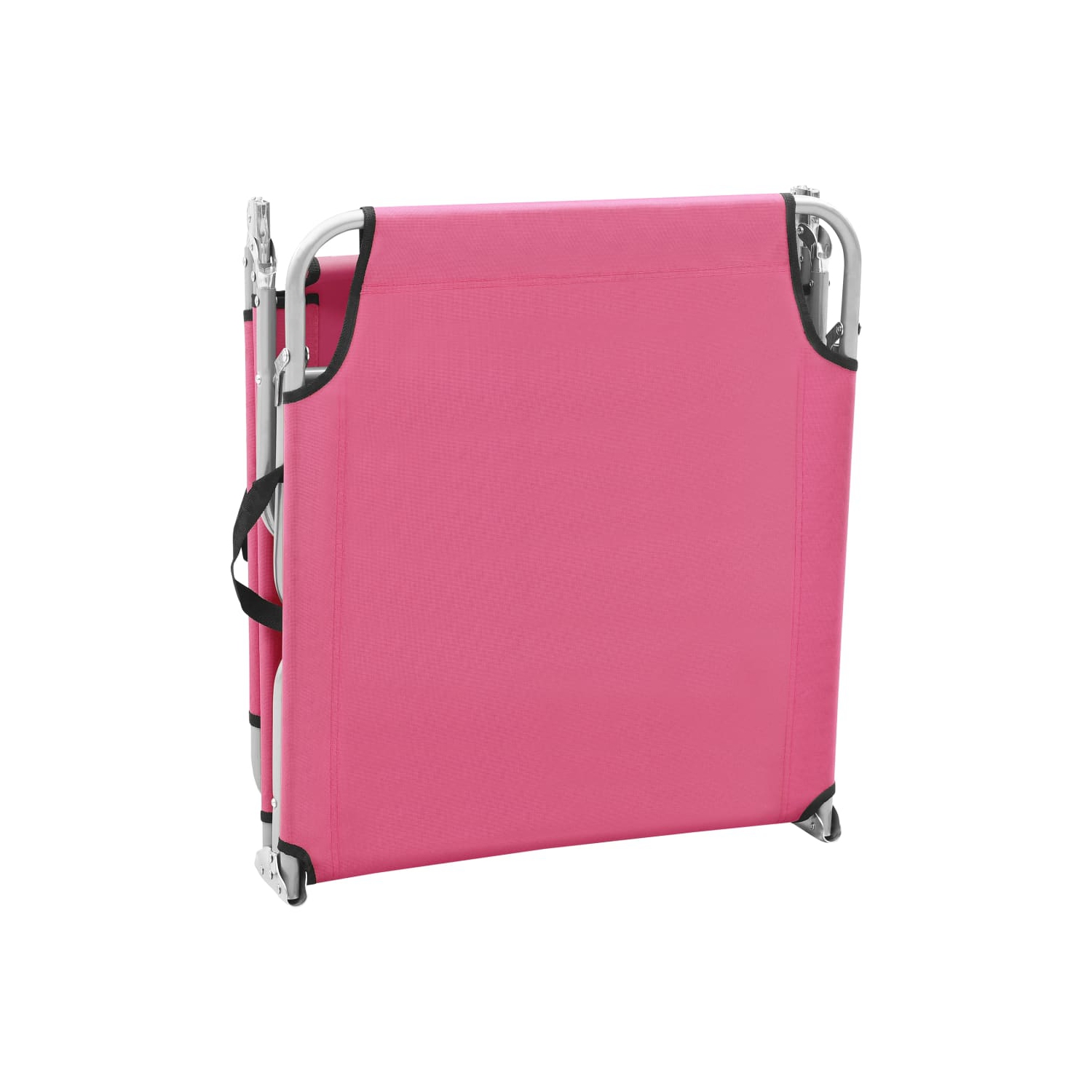 vidaXL Folding Sun Lounger Steel and Fabric Pink